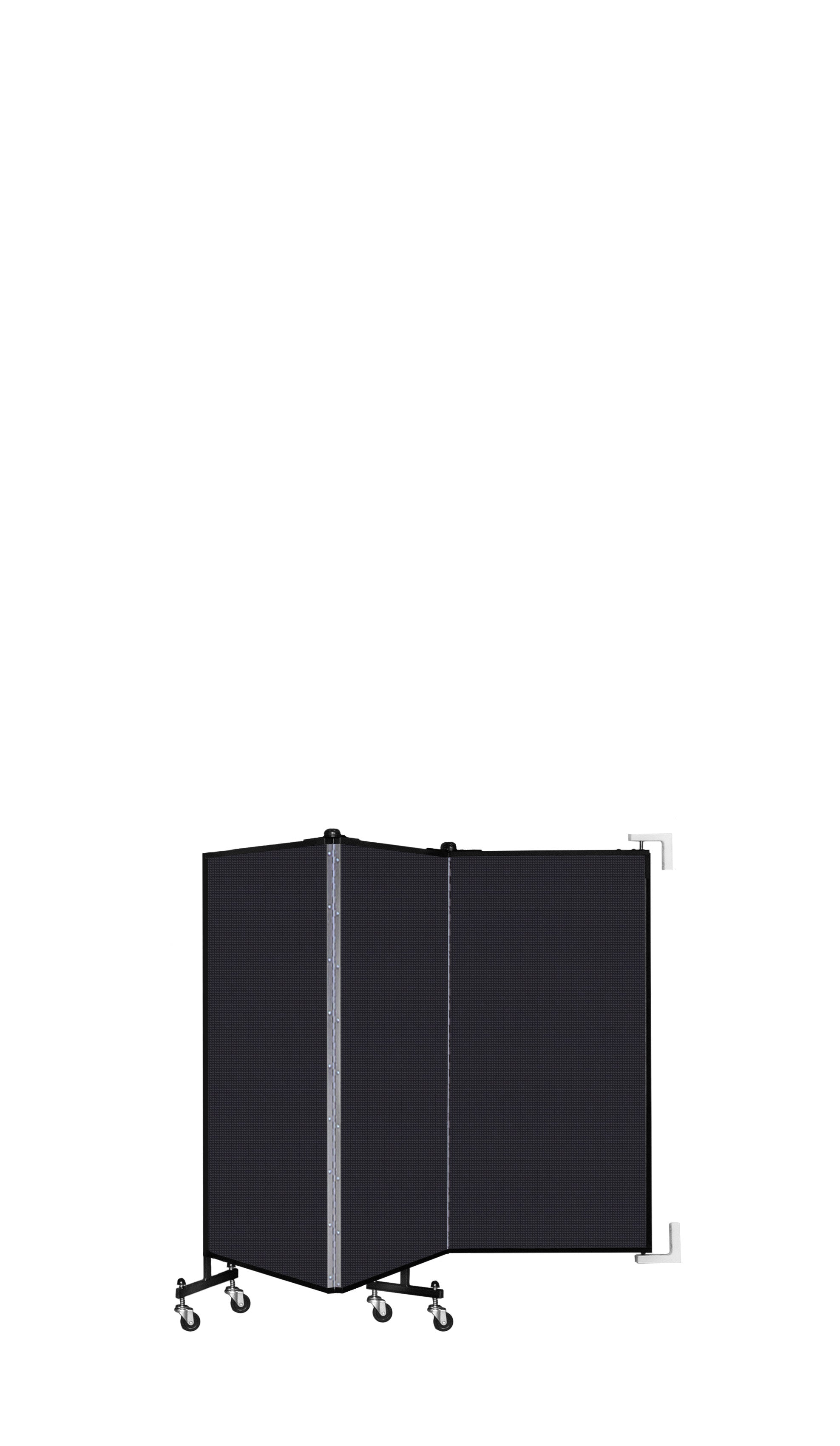 Wallmount Room Divider - 4'H x 5' 6"L - 3 Panel, Black, Fabric
