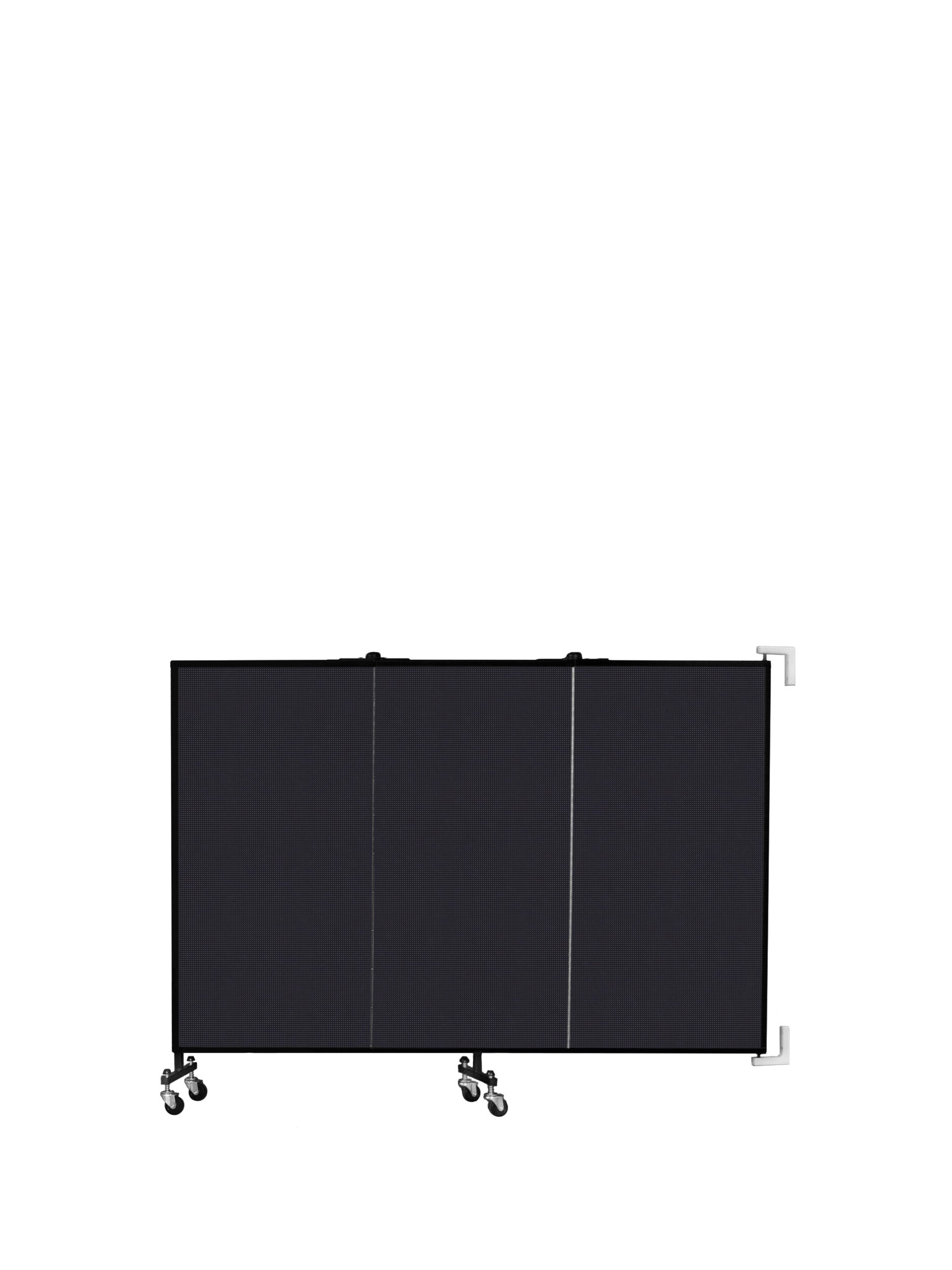 Wallmount Room Divider - 4'H x 5' 6"L - 3 Panel, Black, Fabric