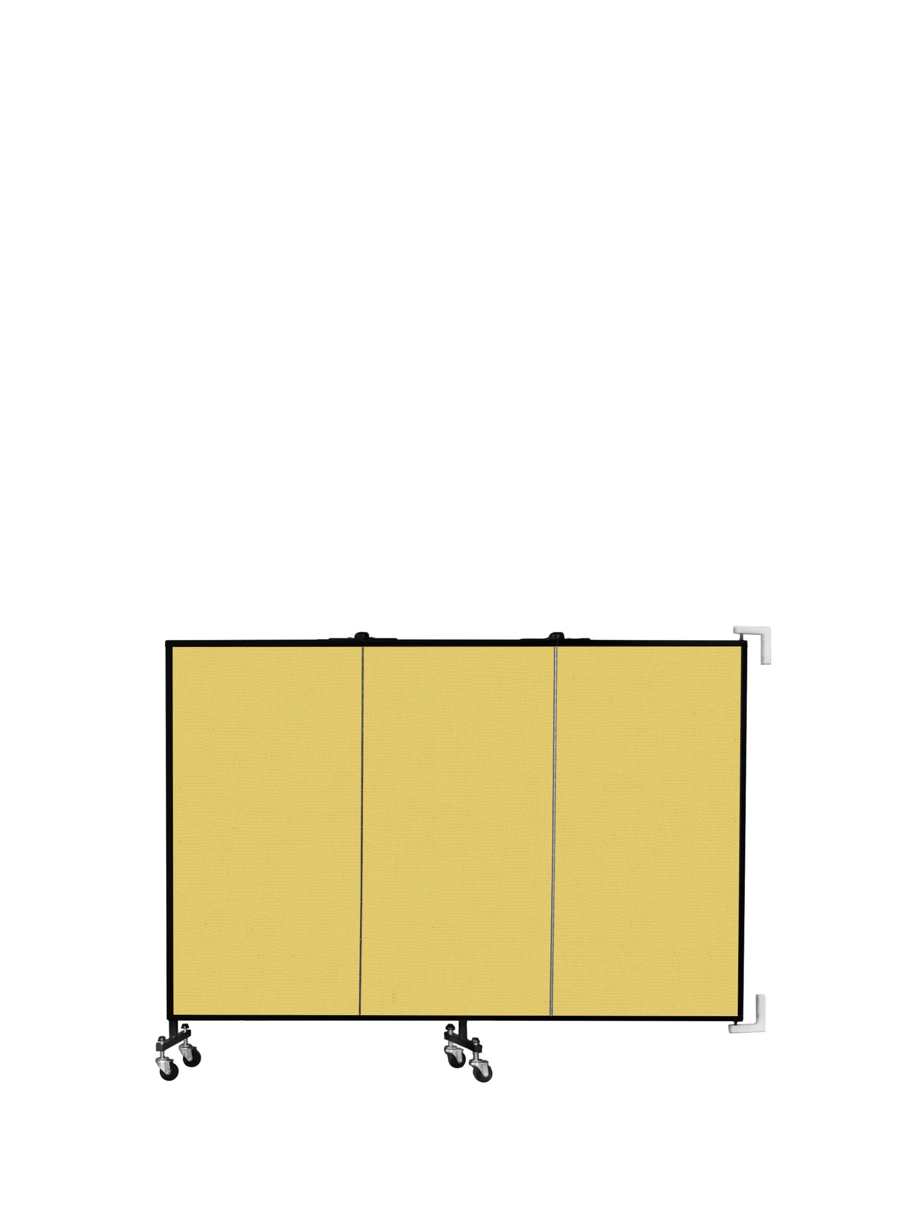 Wallmount Room Divider - 4'H x 5' 6"L - 3 Panel, Primary Yellow, Fabric