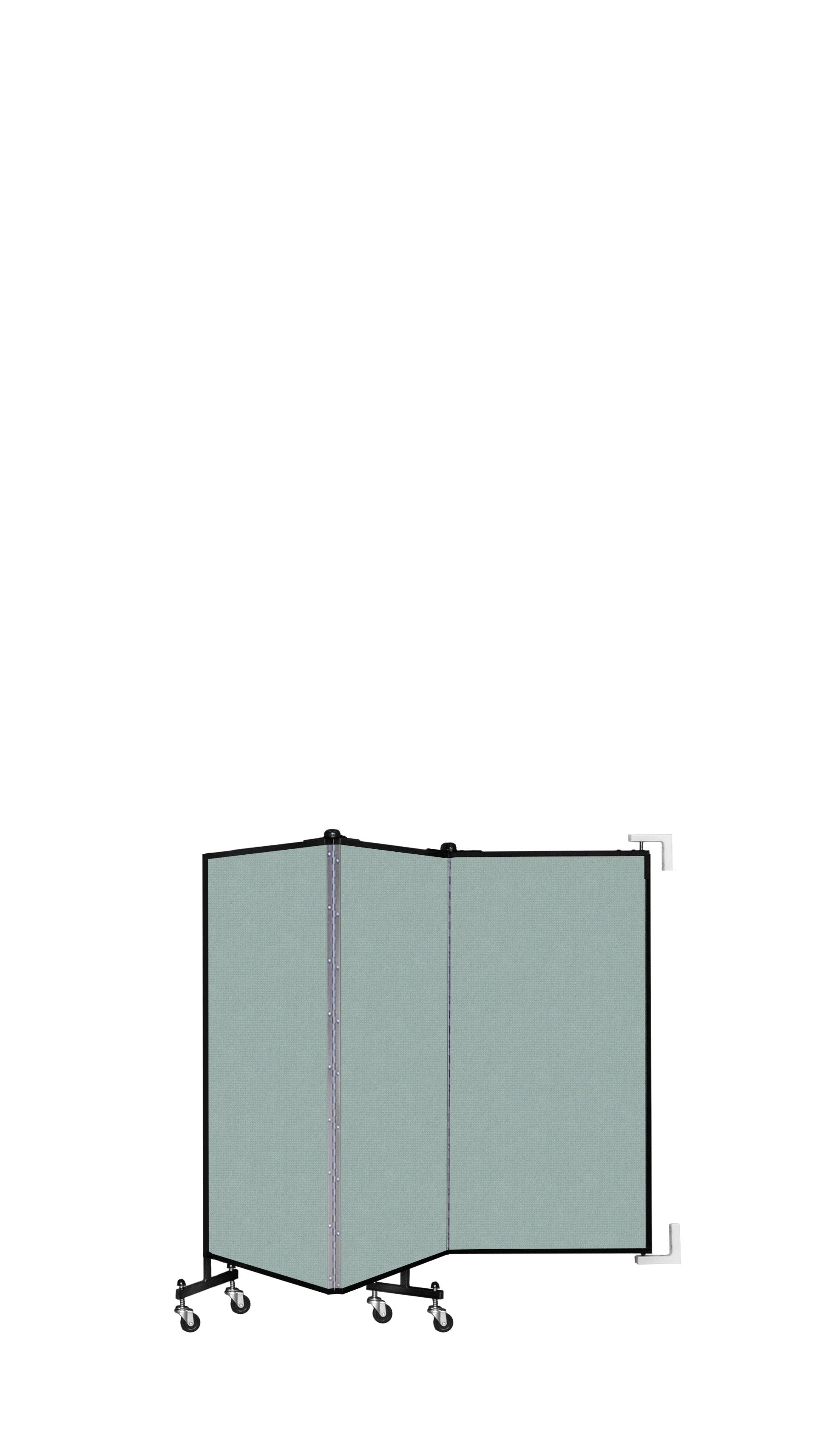 Wallmount Room Divider - 4'H x 5' 6"L - 3 Panel, Sea Green, Fabric