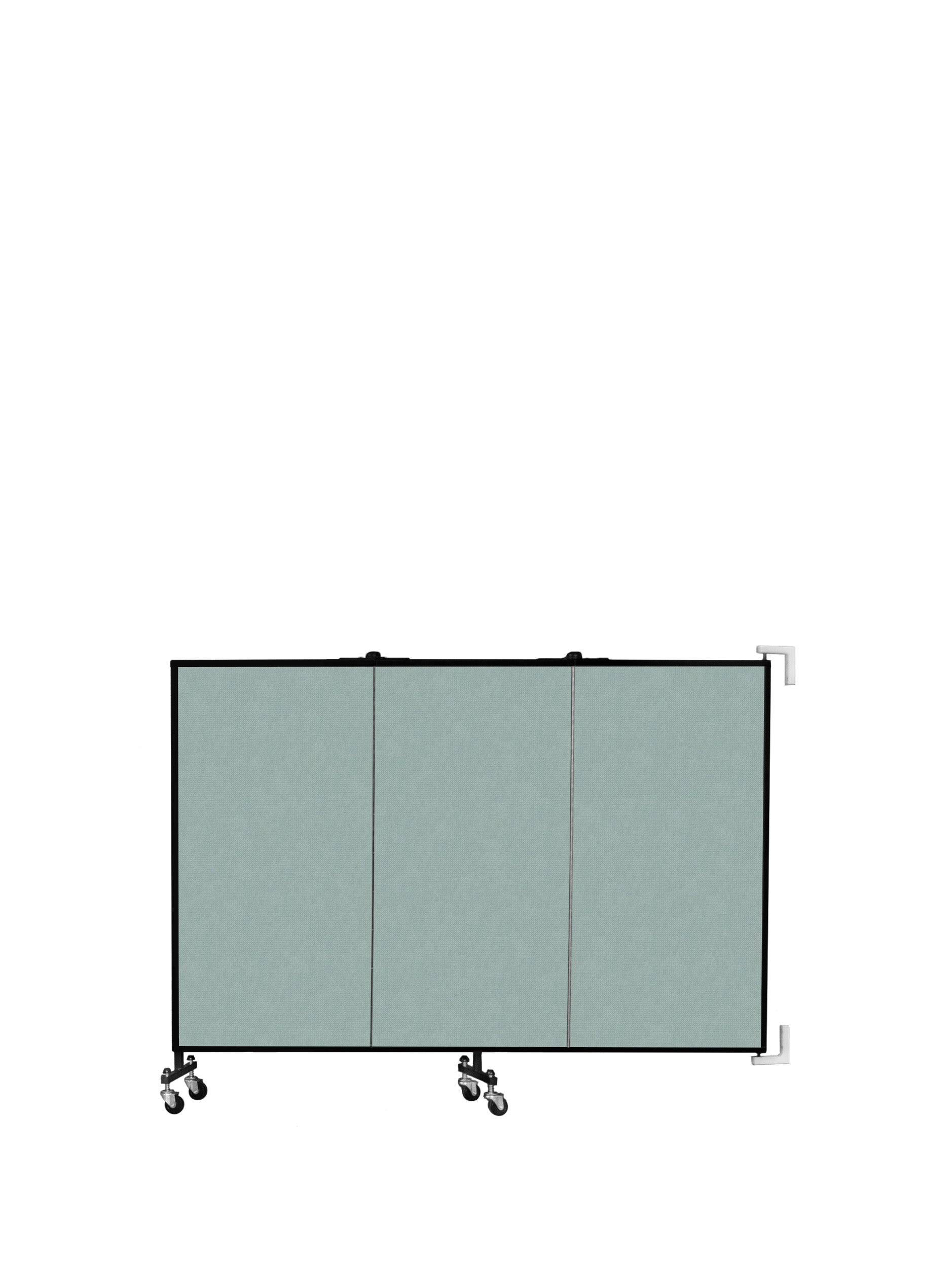 Wallmount Room Divider - 4'H x 5' 6"L - 3 Panel, Sea Green, Fabric