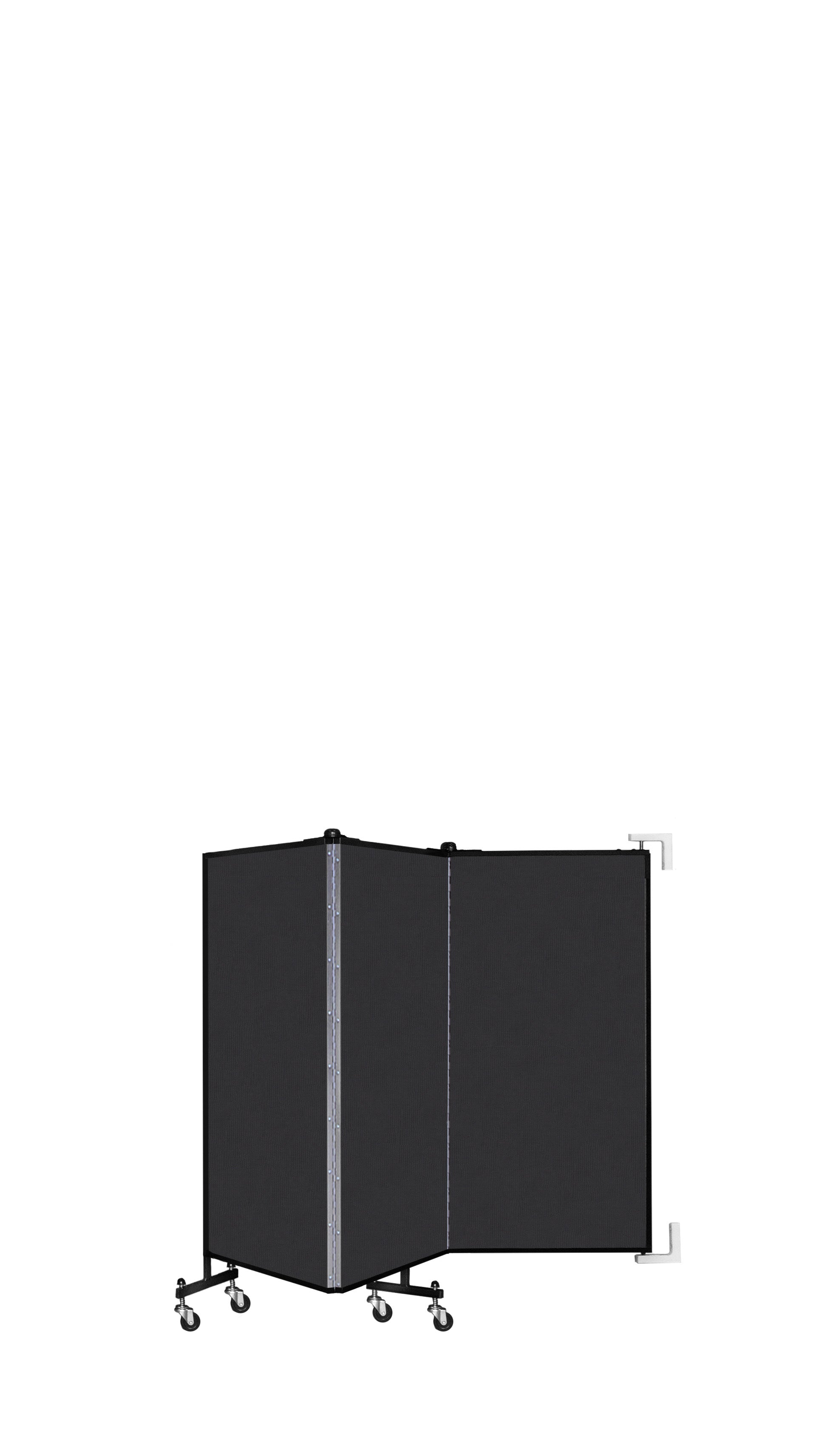 Wallmount Room Divider - 4'H x 5' 6"L - 3 Panel, Coal, Vinyl