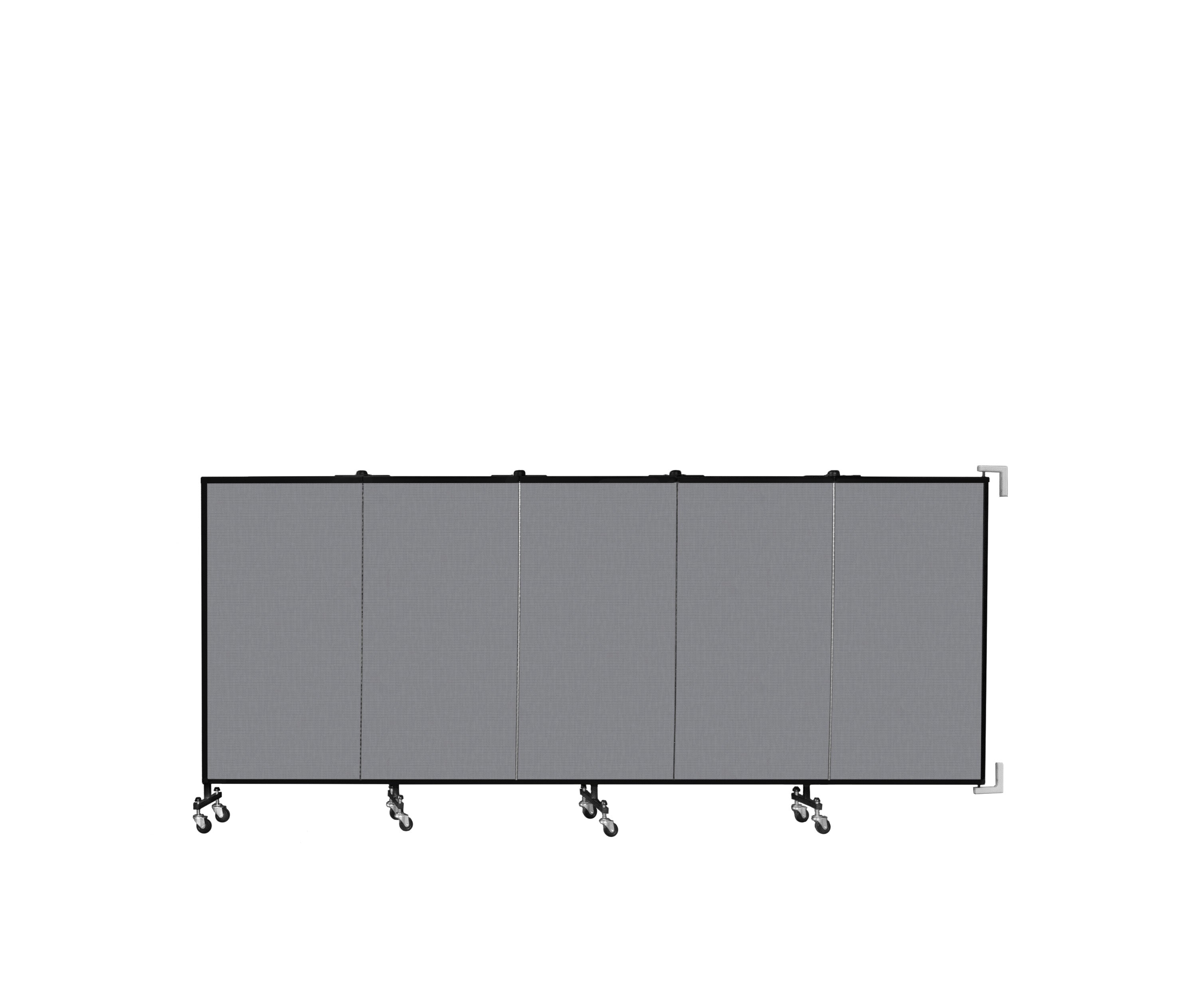 Wallmount Room Divider - 4'H x 9' 2"L - 5 Panel, Stone, Fabric