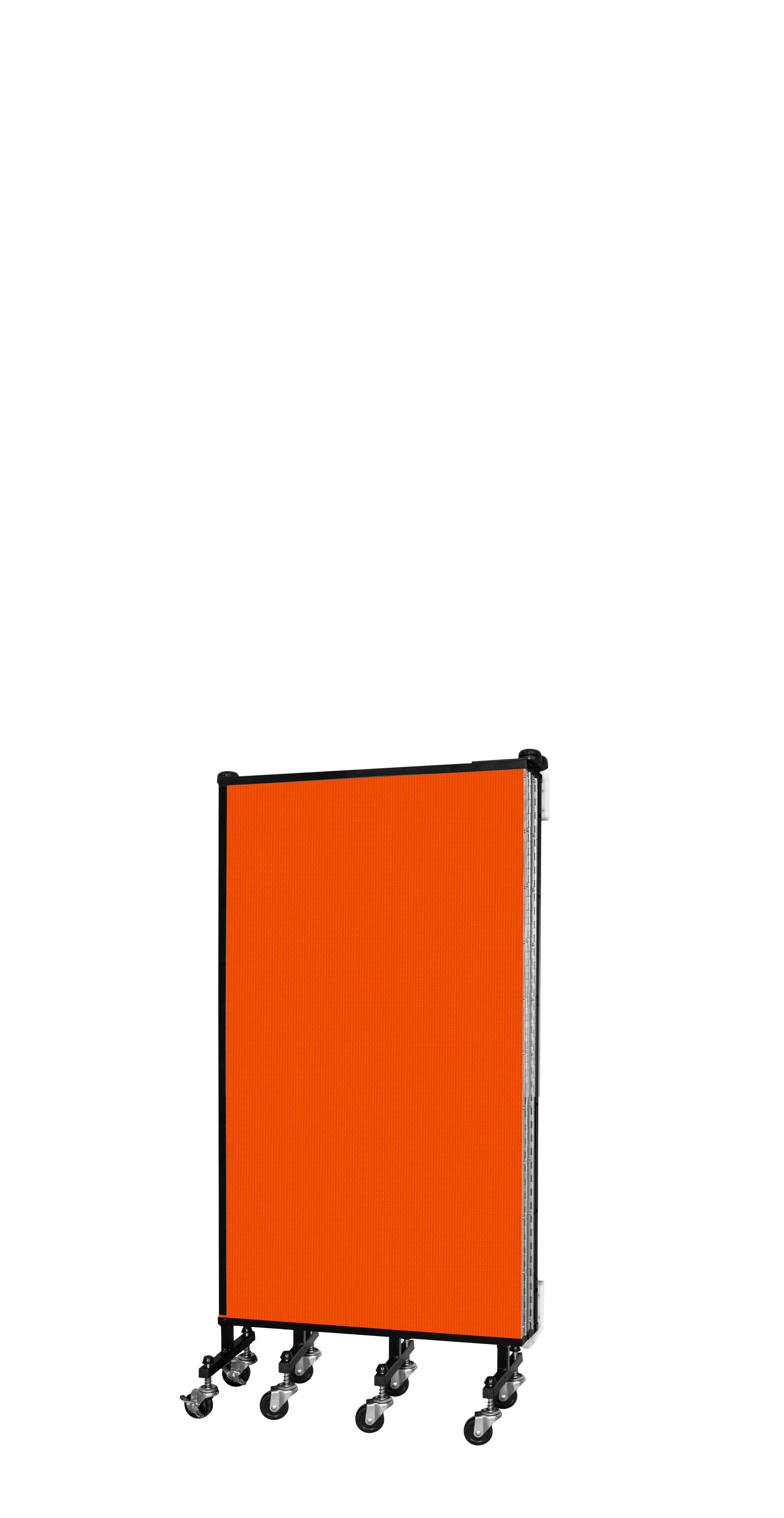 Wallmount Room Divider - 4'H x 9' 2"L - 5 Panel, Orange, Fabric