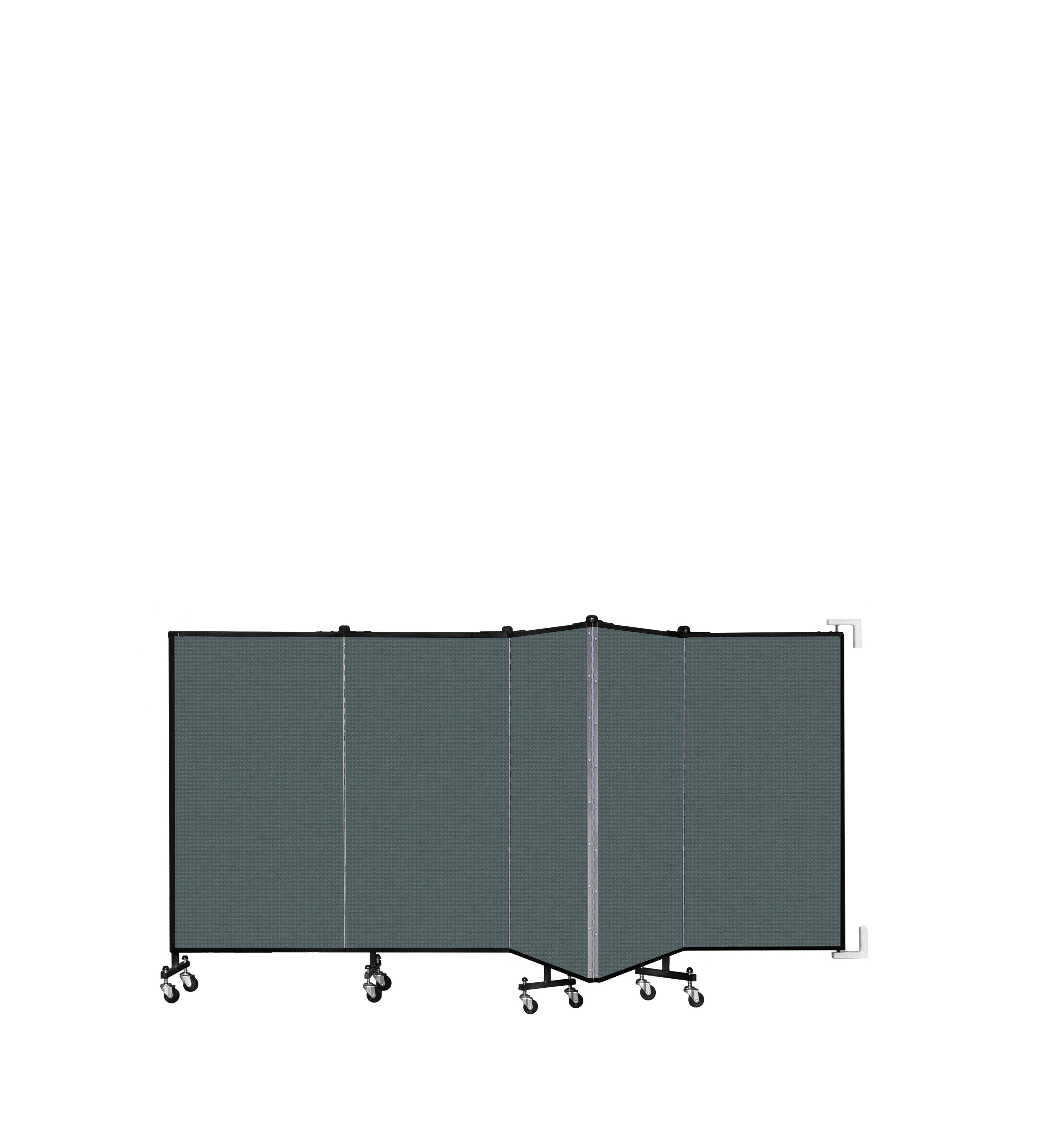 Wallmount Room Divider - 4'H x 9' 2"L - 5 Panel, Mallard, Fabric