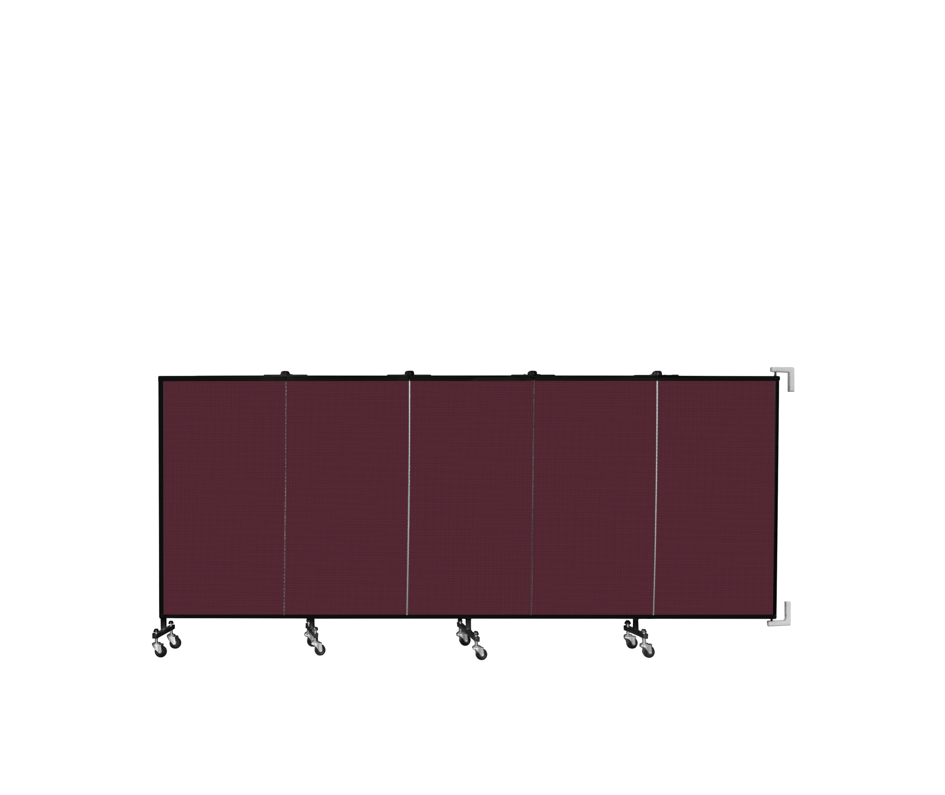 Wallmount Room Divider - 4'H x 9' 2"L - 5 Panel, Purple, Fabric
