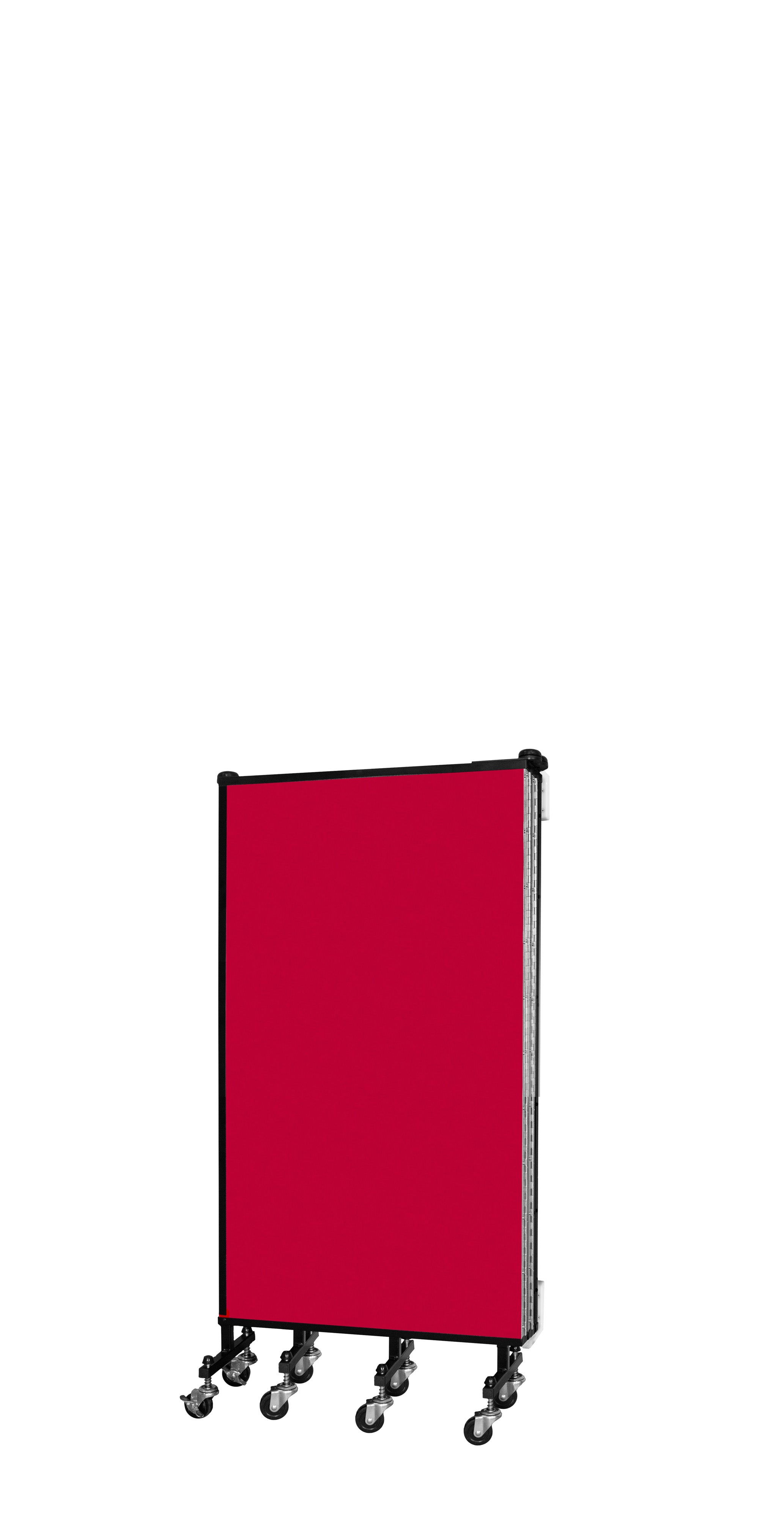 Wallmount Room Divider - 4'H x 9' 2"L - 5 Panel, Primary Red, Fabric