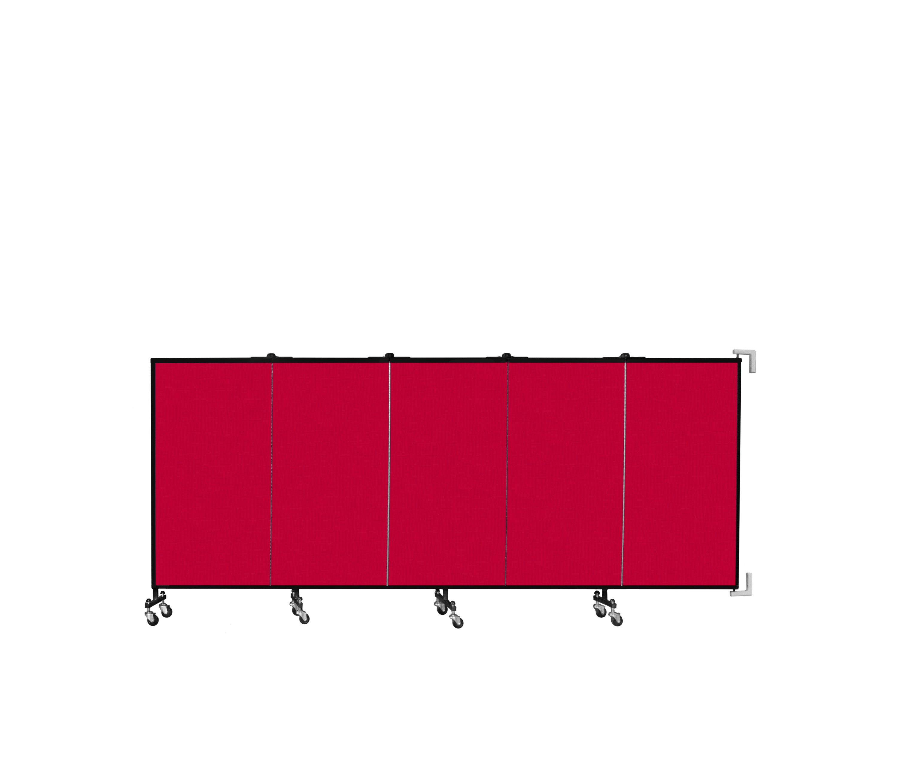 Wallmount Room Divider - 4'H x 9' 2"L - 5 Panel, Primary Red, Fabric