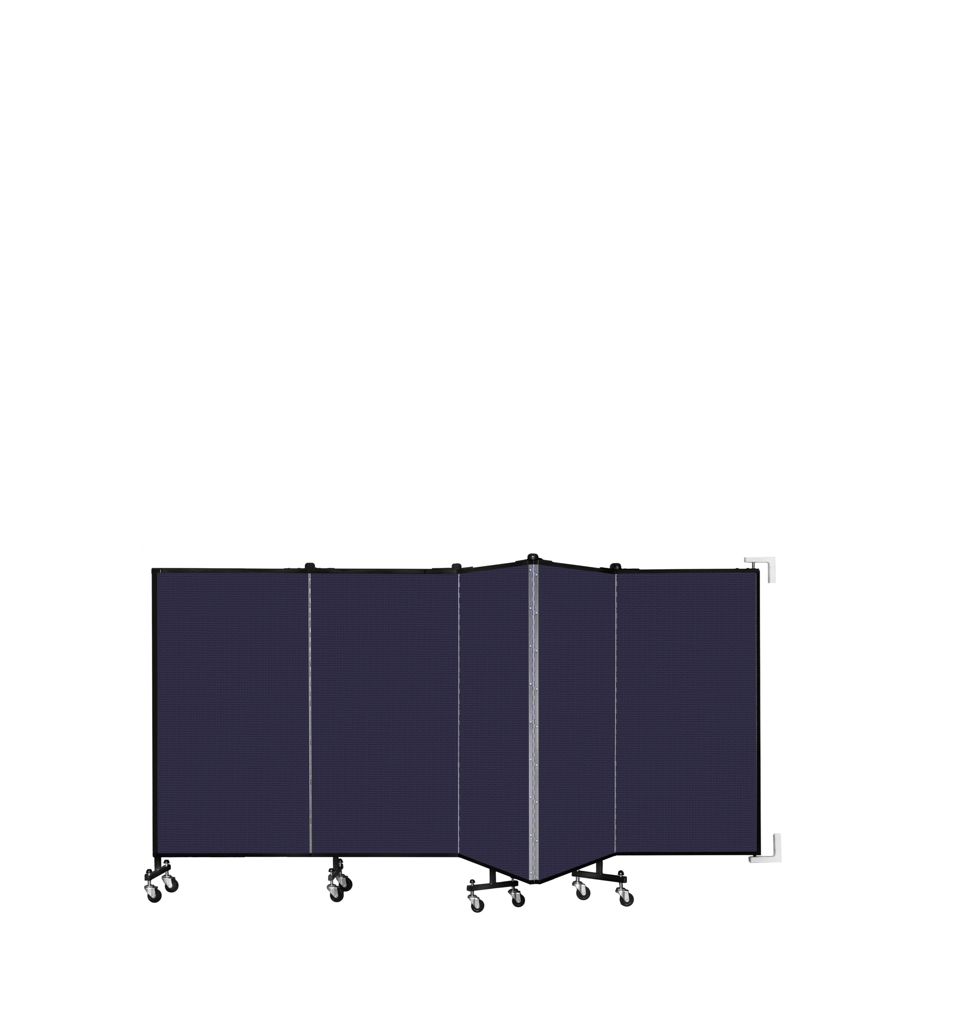 Wallmount Room Divider - 4'H x 9' 2"L - 5 Panel, Navy, Fabric