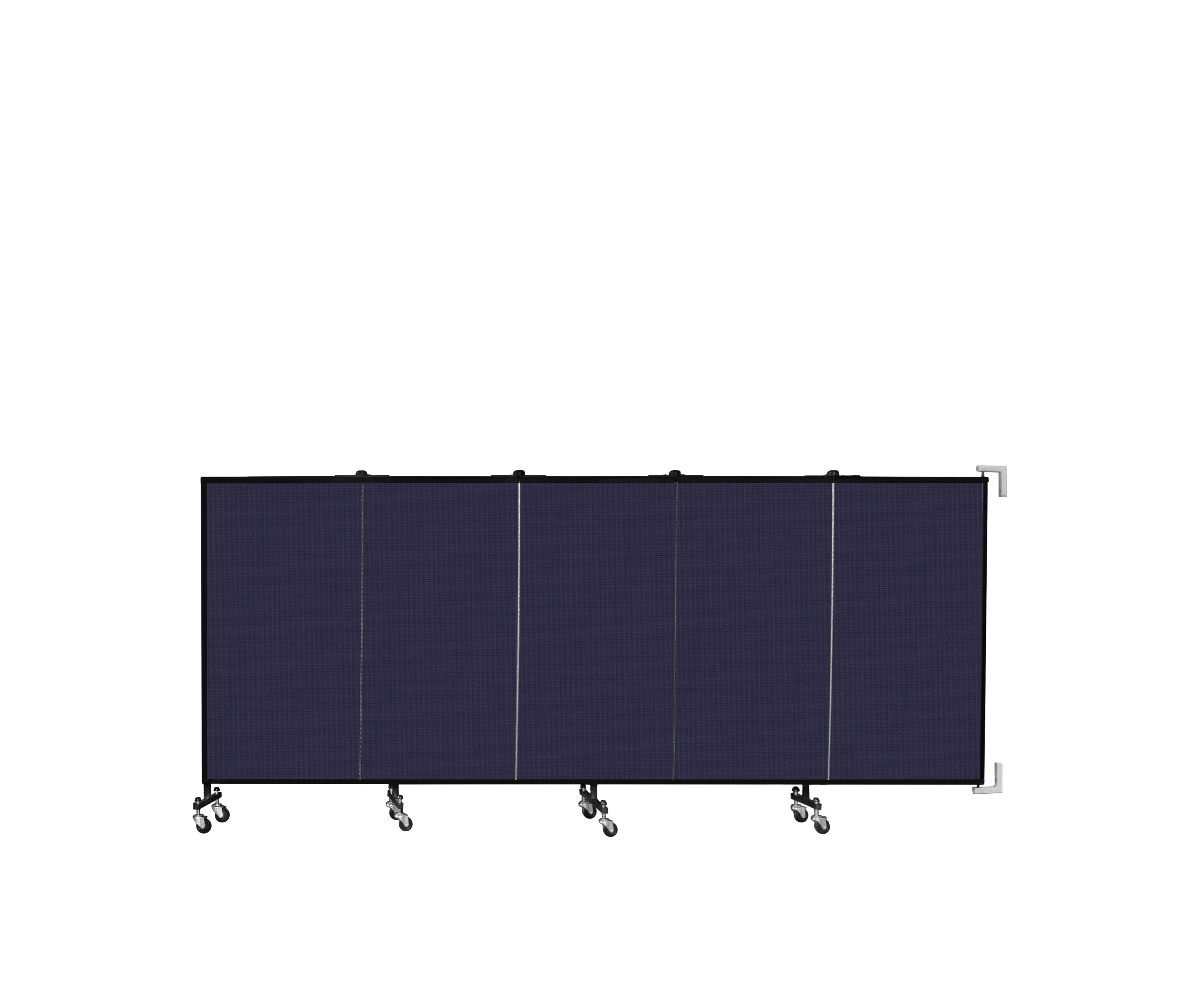 Wallmount Room Divider - 4'H x 9' 2"L - 5 Panel, Navy, Fabric