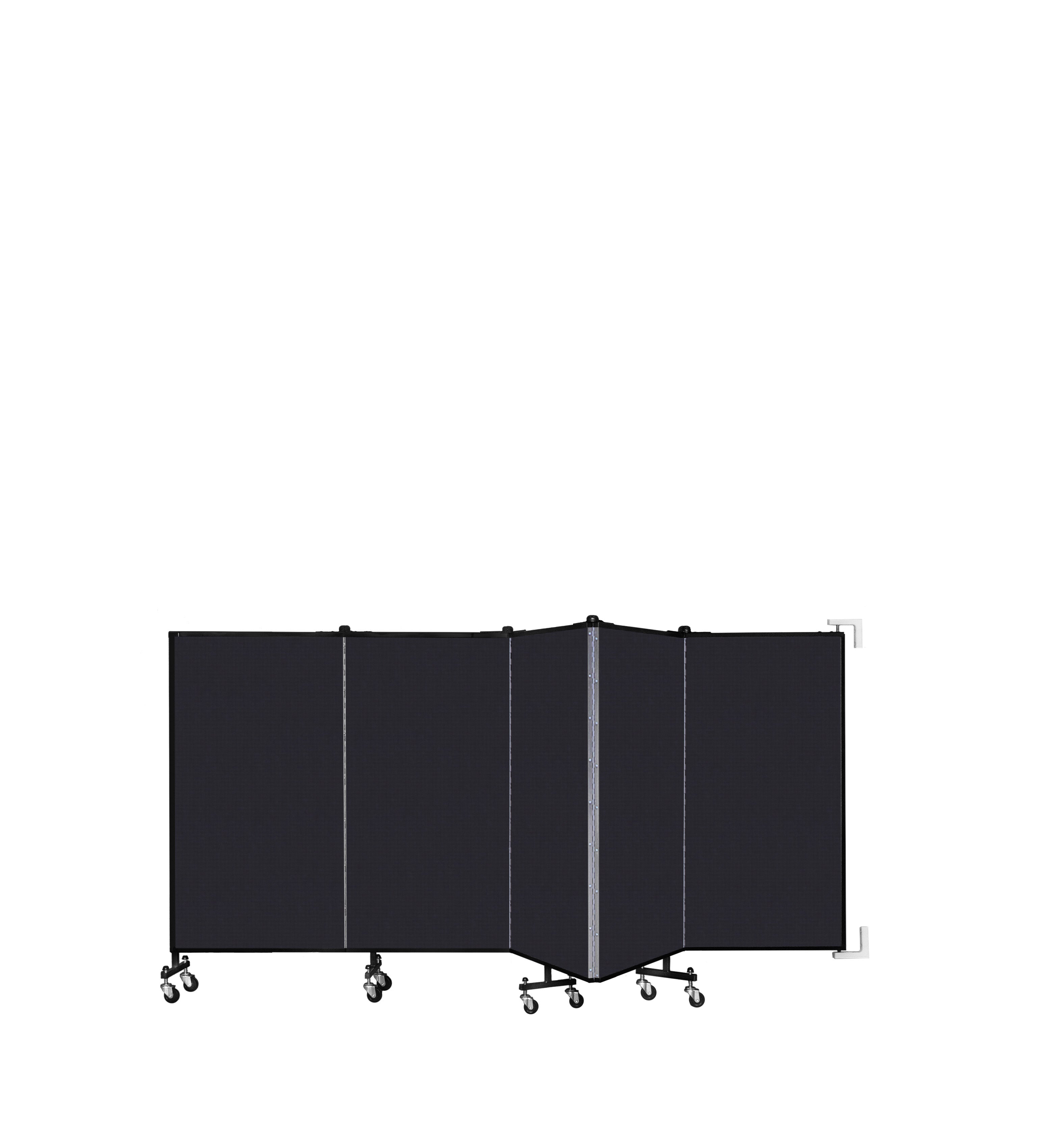Wallmount Room Divider - 4'H x 9' 2"L - 5 Panel, Black, Fabric