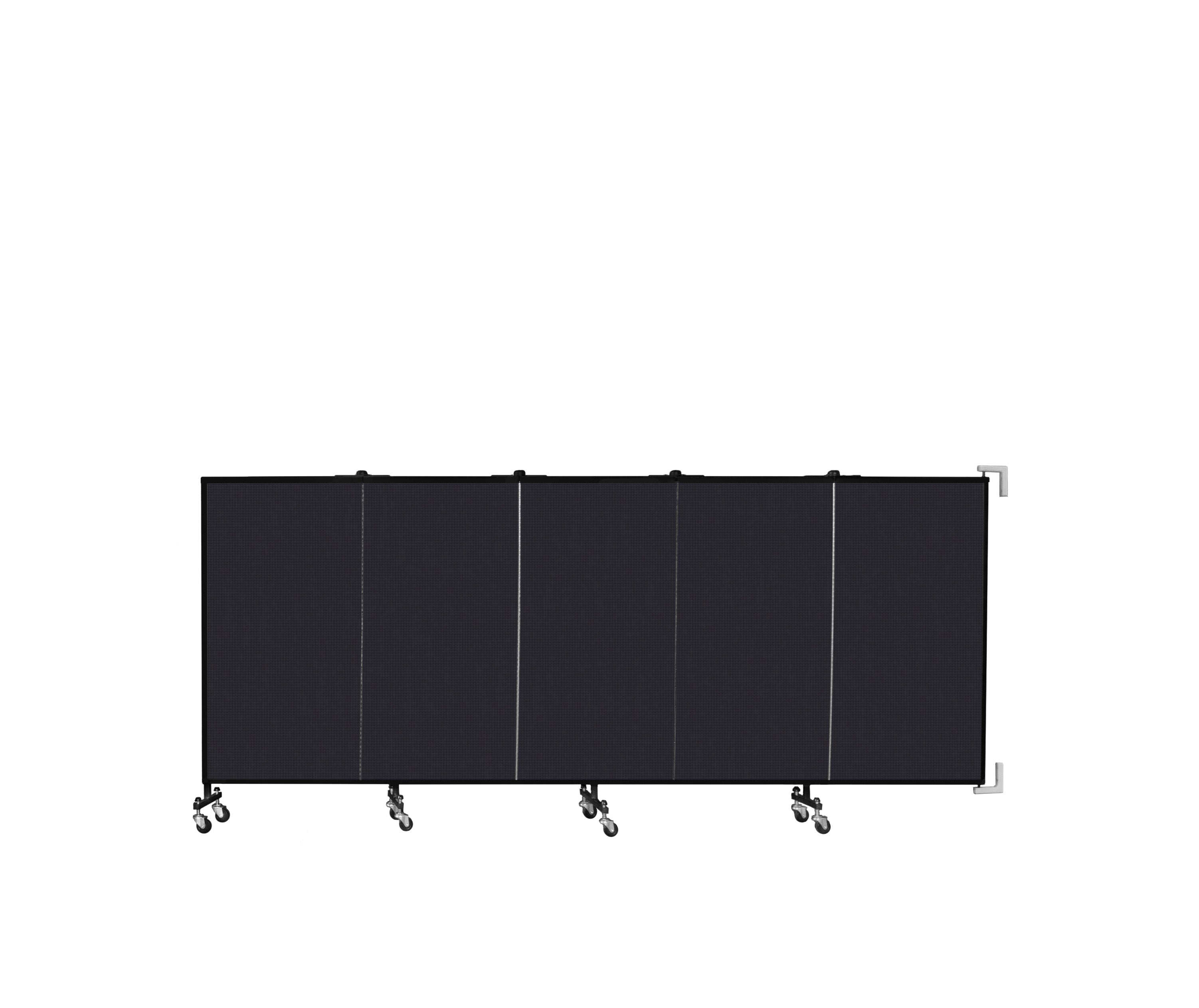 Wallmount Room Divider - 4'H x 9' 2"L - 5 Panel, Black, Fabric