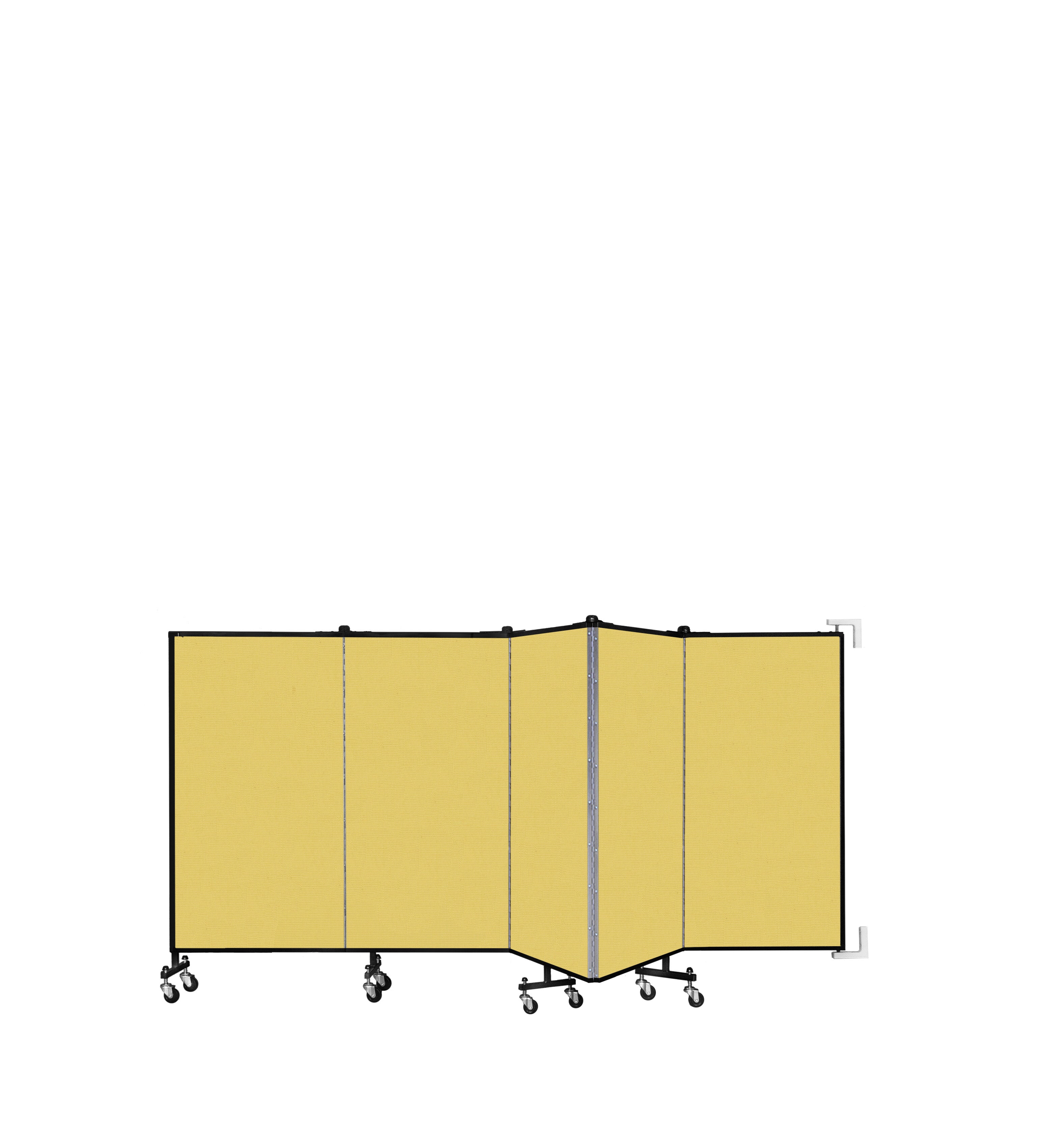 Wallmount Room Divider - 4'H x 9' 2"L - 5 Panel, Primary Yellow, Fabric