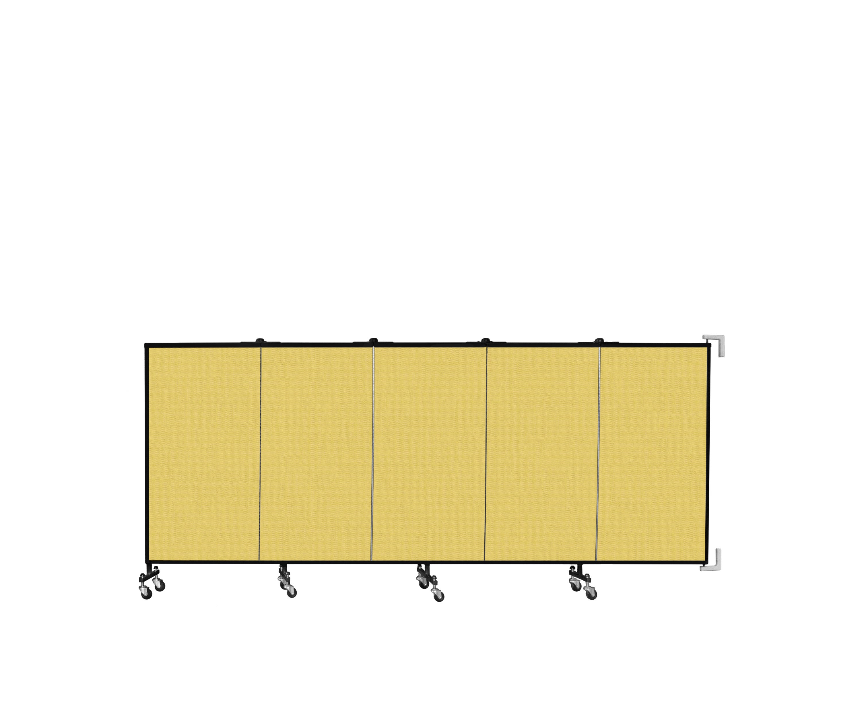Wallmount Room Divider - 4'H x 9' 2"L - 5 Panel, Primary Yellow, Fabric