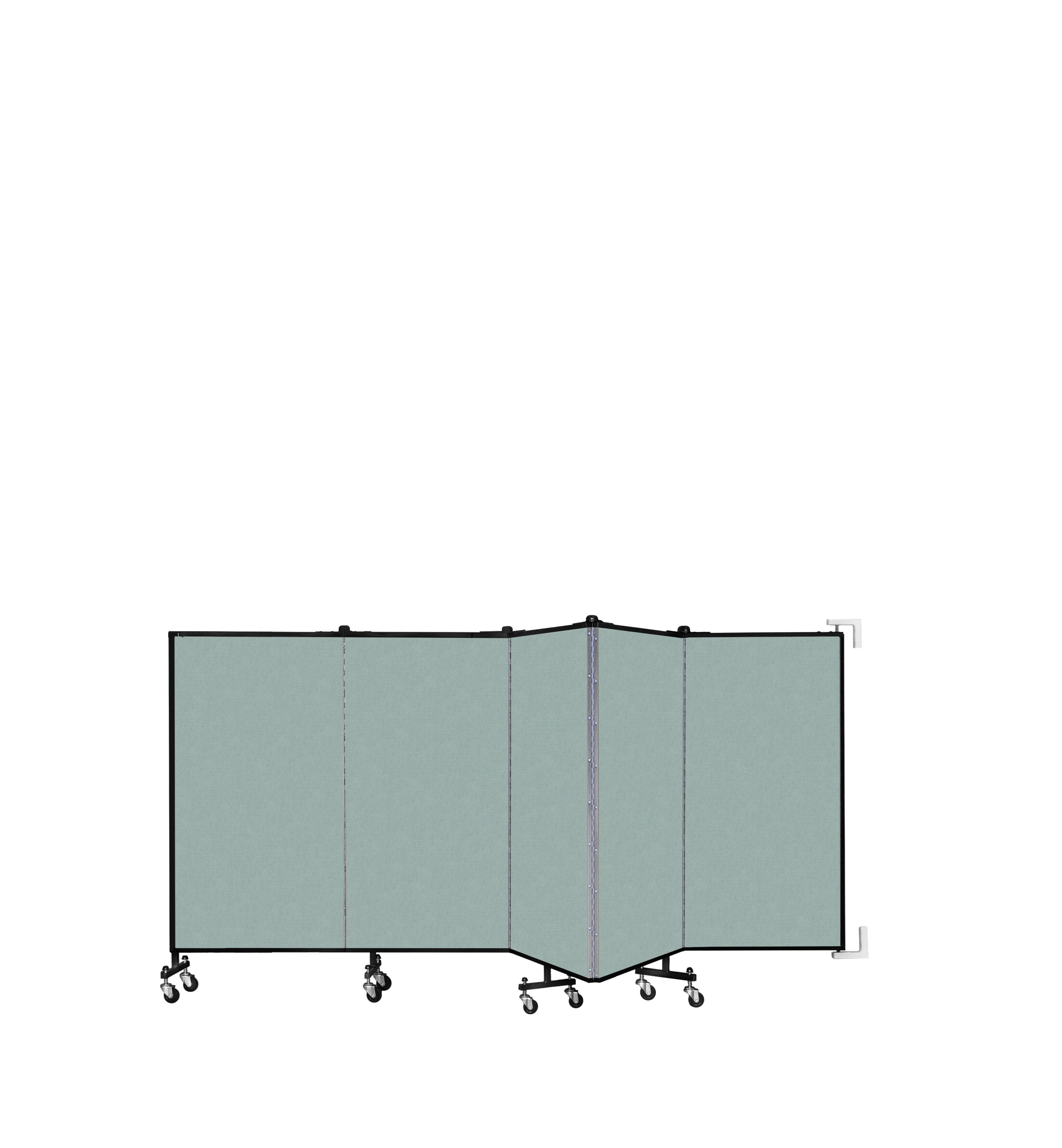 Wallmount Room Divider - 4'H x 9' 2"L - 5 Panel, Sea Green, Fabric
