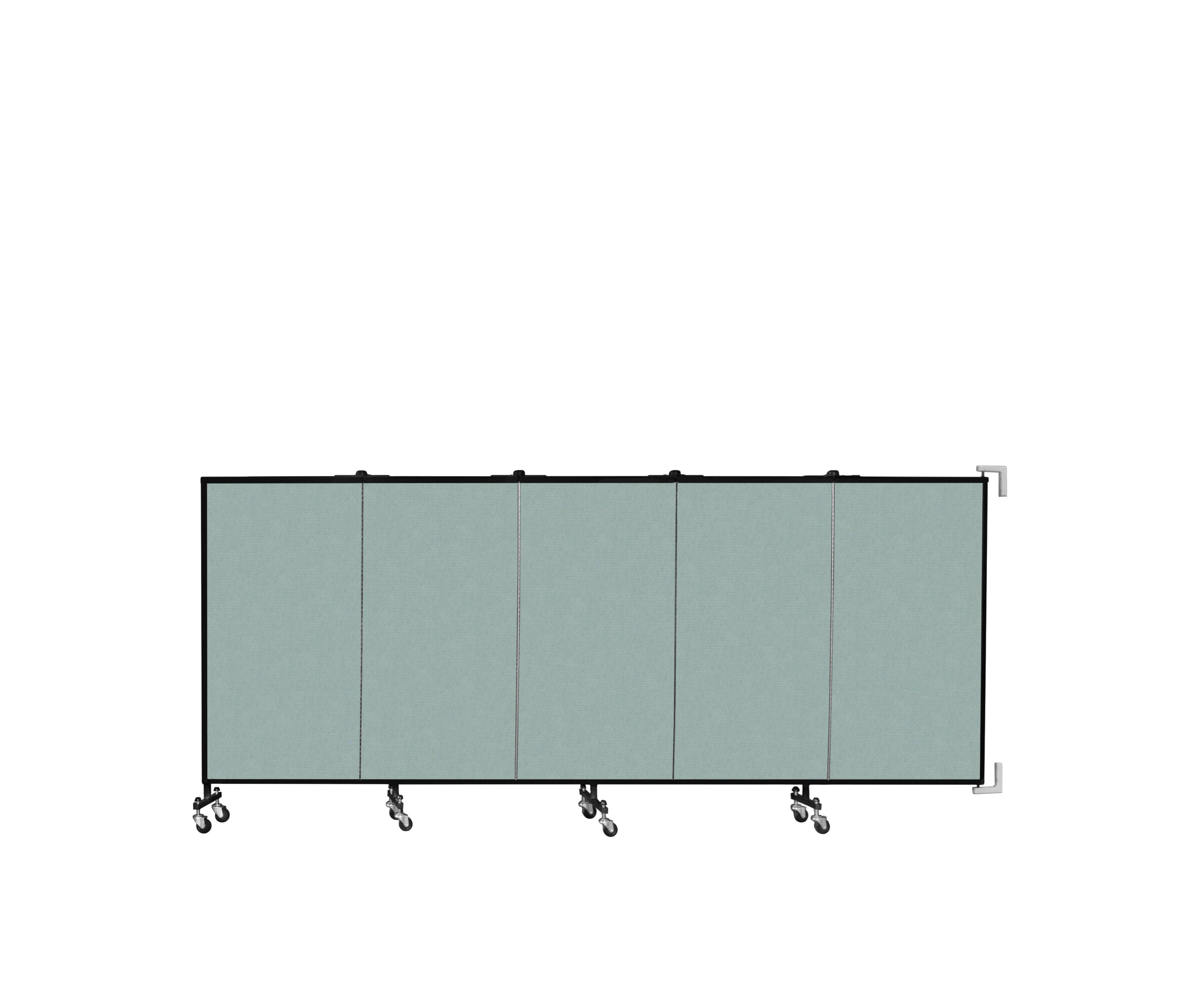 Wallmount Room Divider - 4'H x 9' 2"L - 5 Panel, Sea Green, Fabric