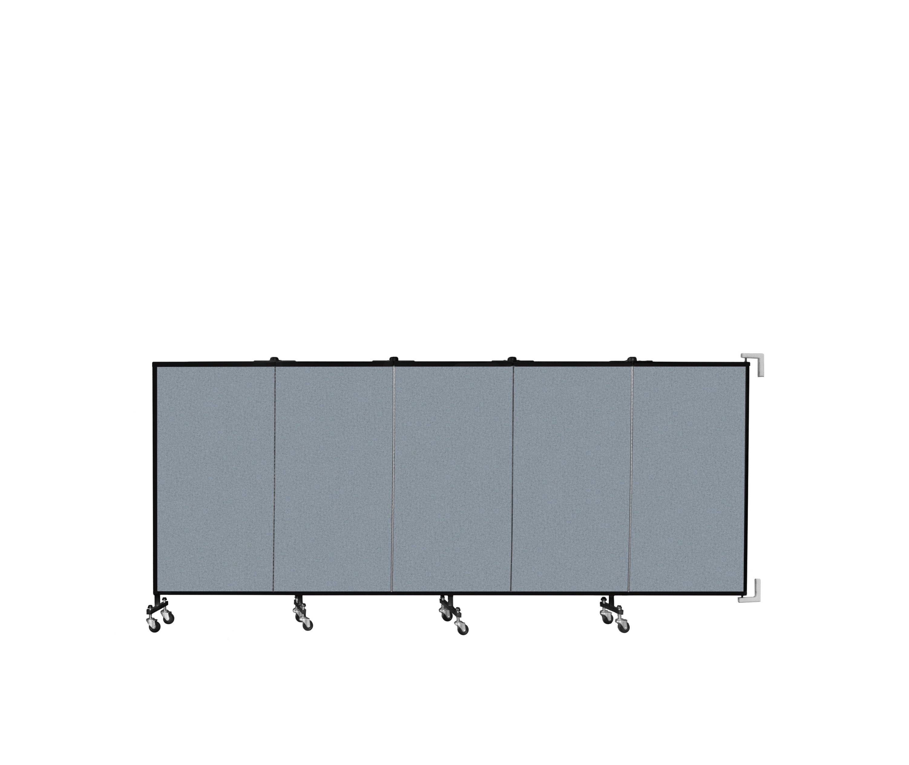 Wallmount Room Divider - 4'H x 9' 2"L - 5 Panel, Blue Tide, Vinyl