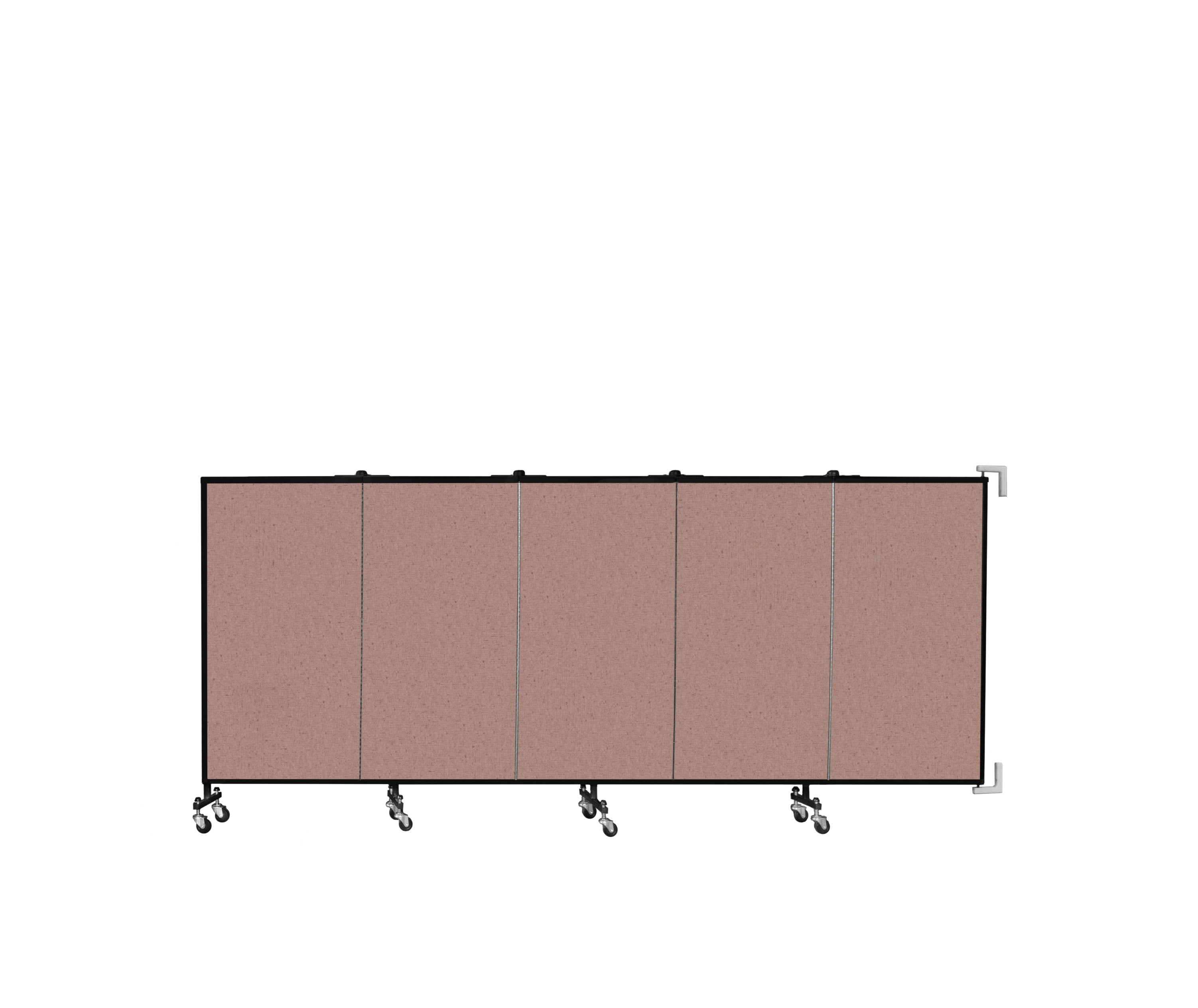Wallmount Room Divider - 4'H x 9' 2"L - 5 Panel, Rasberry, Vinyl