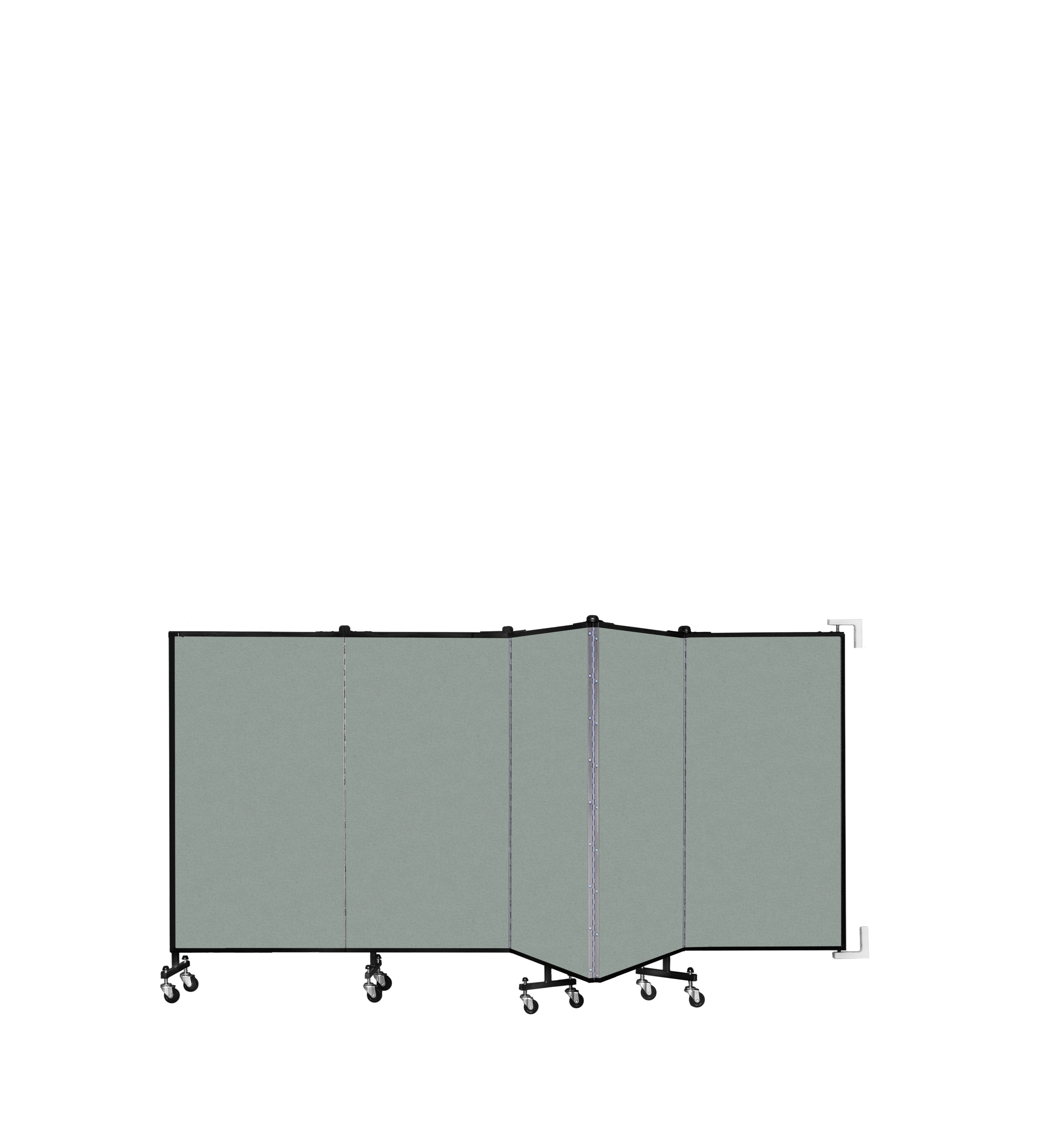 Wallmount Room Divider - 4'H x 9' 2"L - 5 Panel, Mint, Vinyl