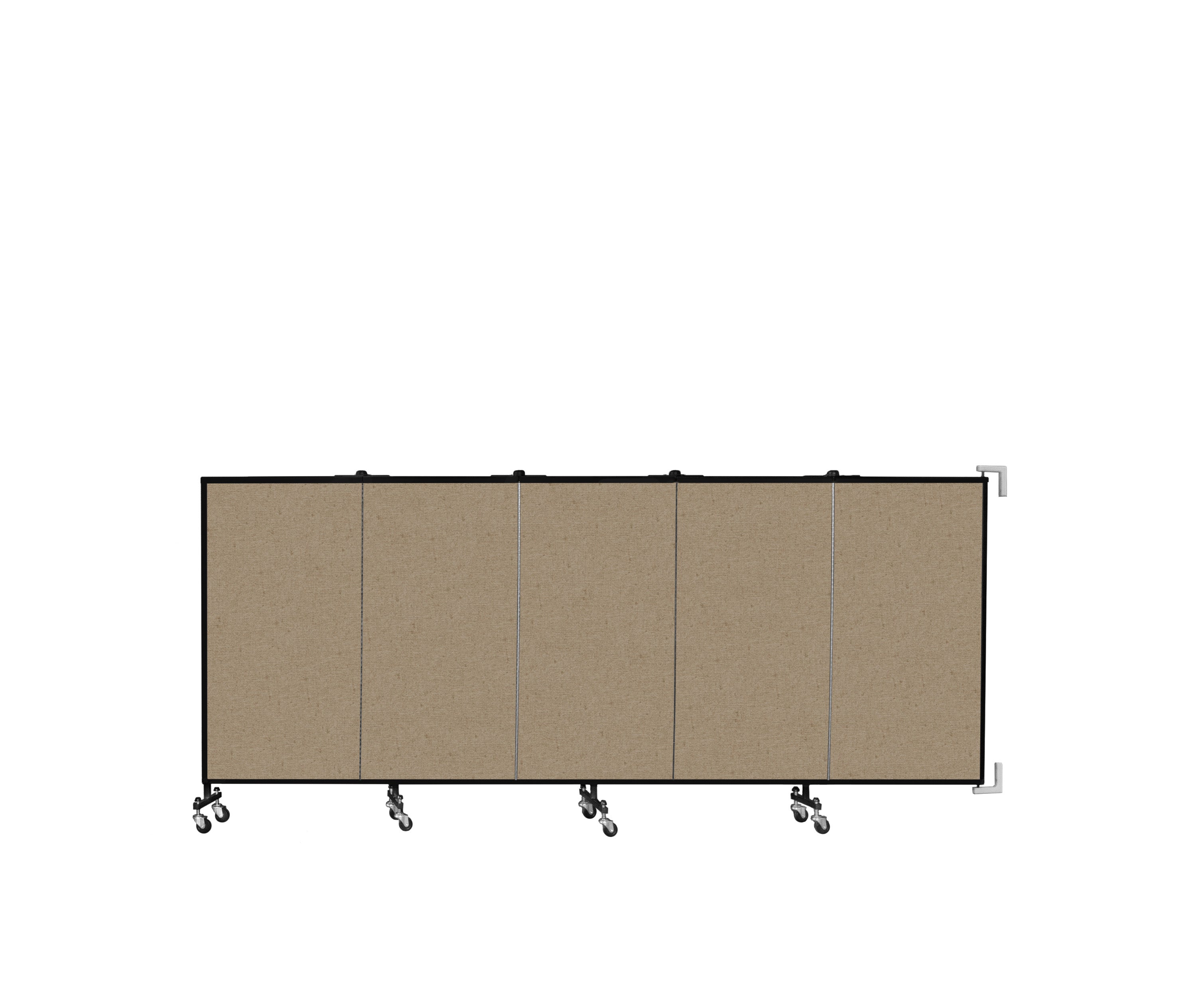 Wallmount Room Divider - 4'H x 9' 2"L - 5 Panel, Sandalwood, Vinyl