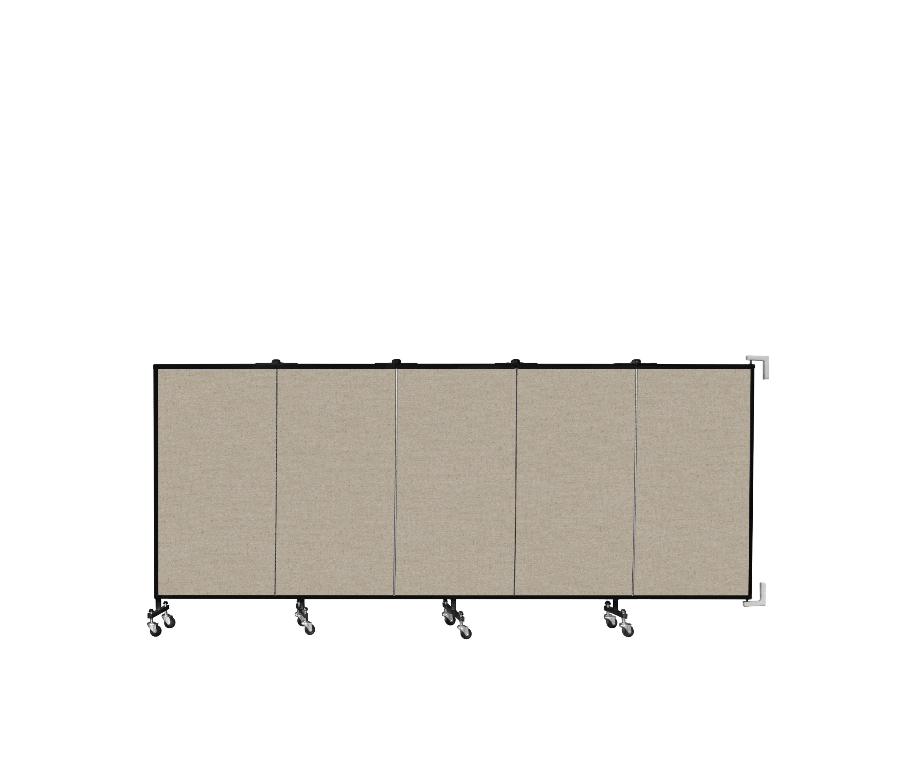 Wallmount Room Divider - 4'H x 9' 2"L - 5 Panel, Hazelnut, Vinyl