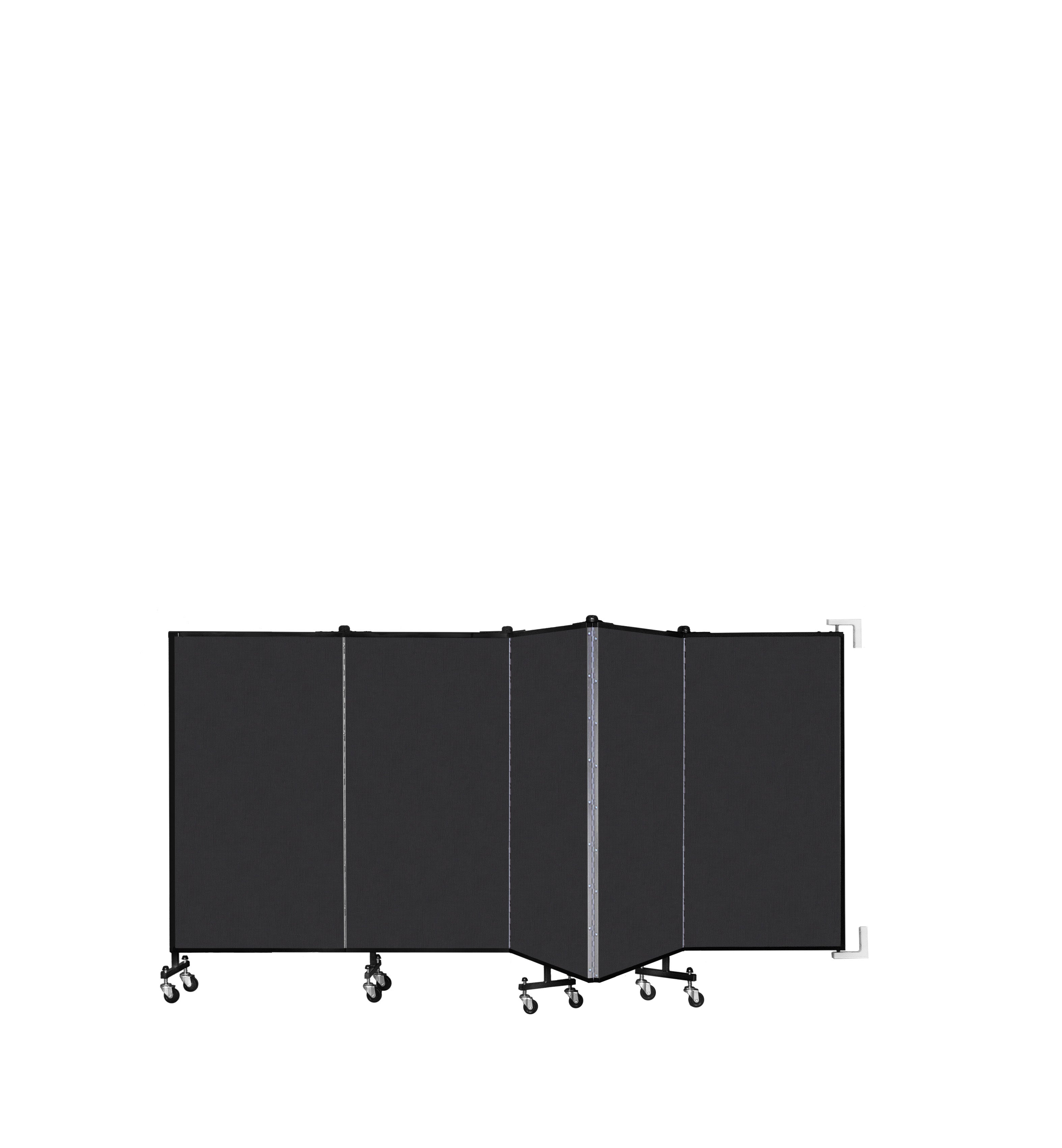 Wallmount Room Divider - 4'H x 9' 2"L - 5 Panel, Coal, Vinyl