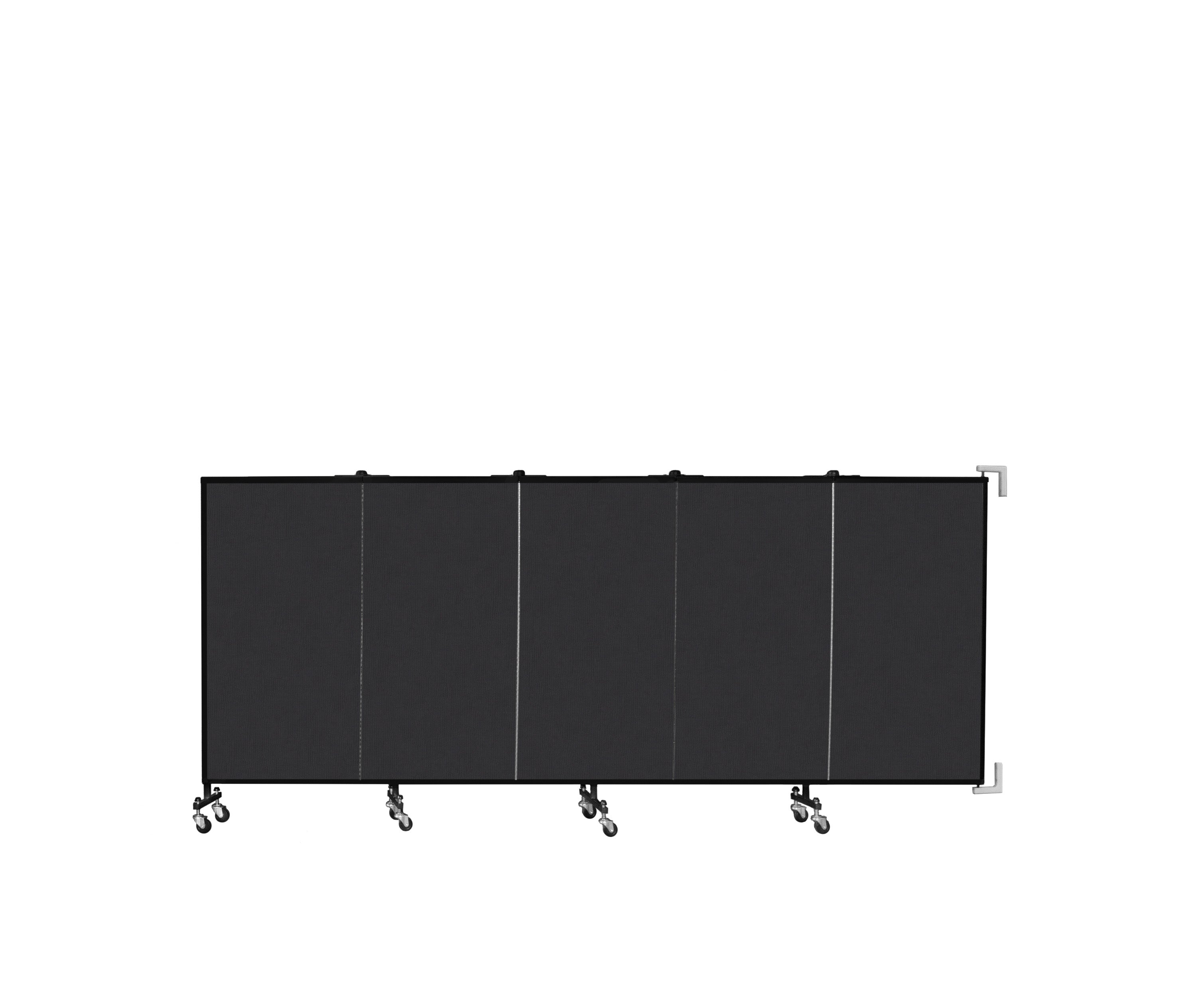 Wallmount Room Divider - 4'H x 9' 2"L - 5 Panel, Coal, Vinyl
