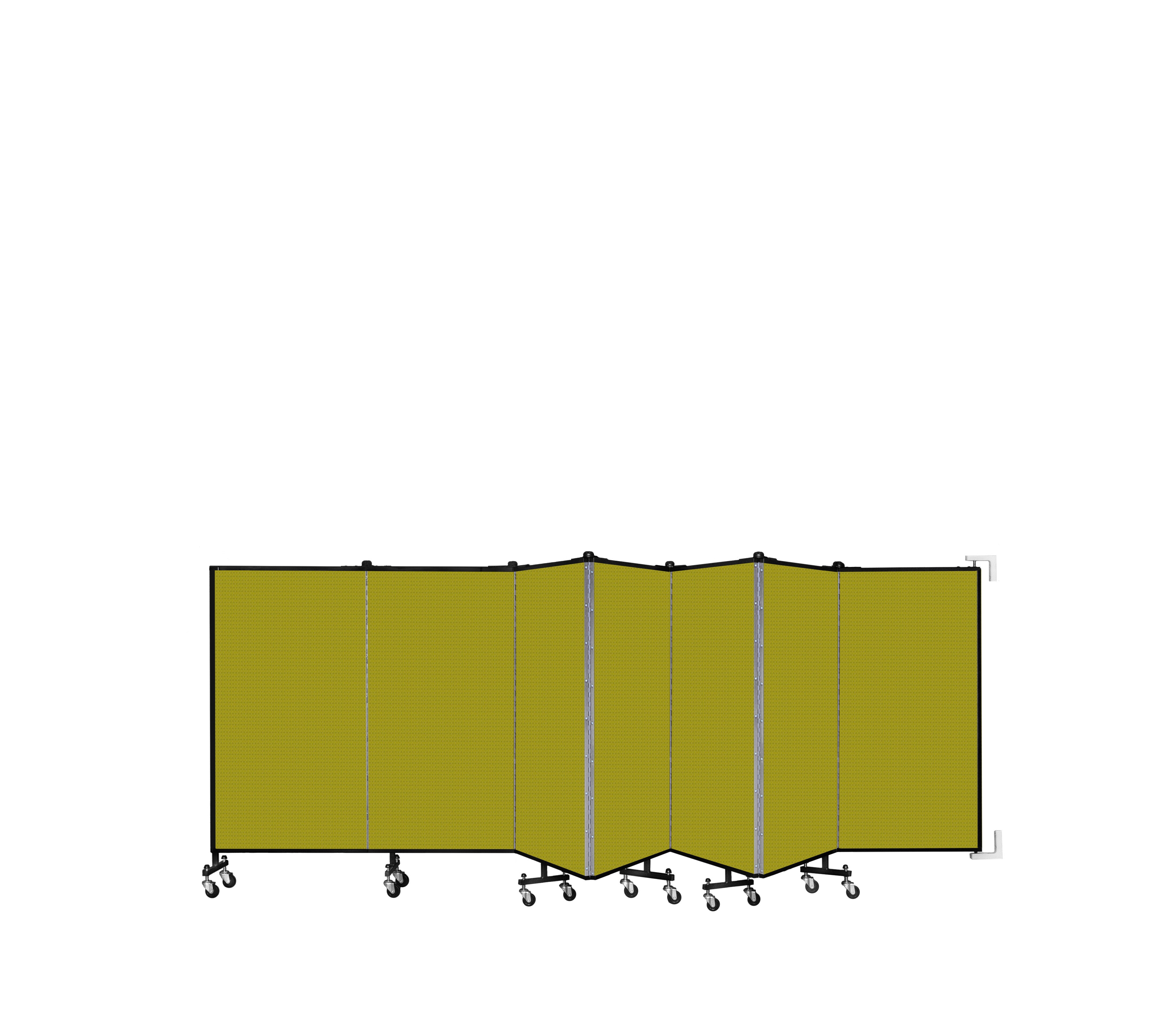 Wallmount Room Divider - 4'H x 12' 10"L - 7 Panel, Apple Green, Fabric