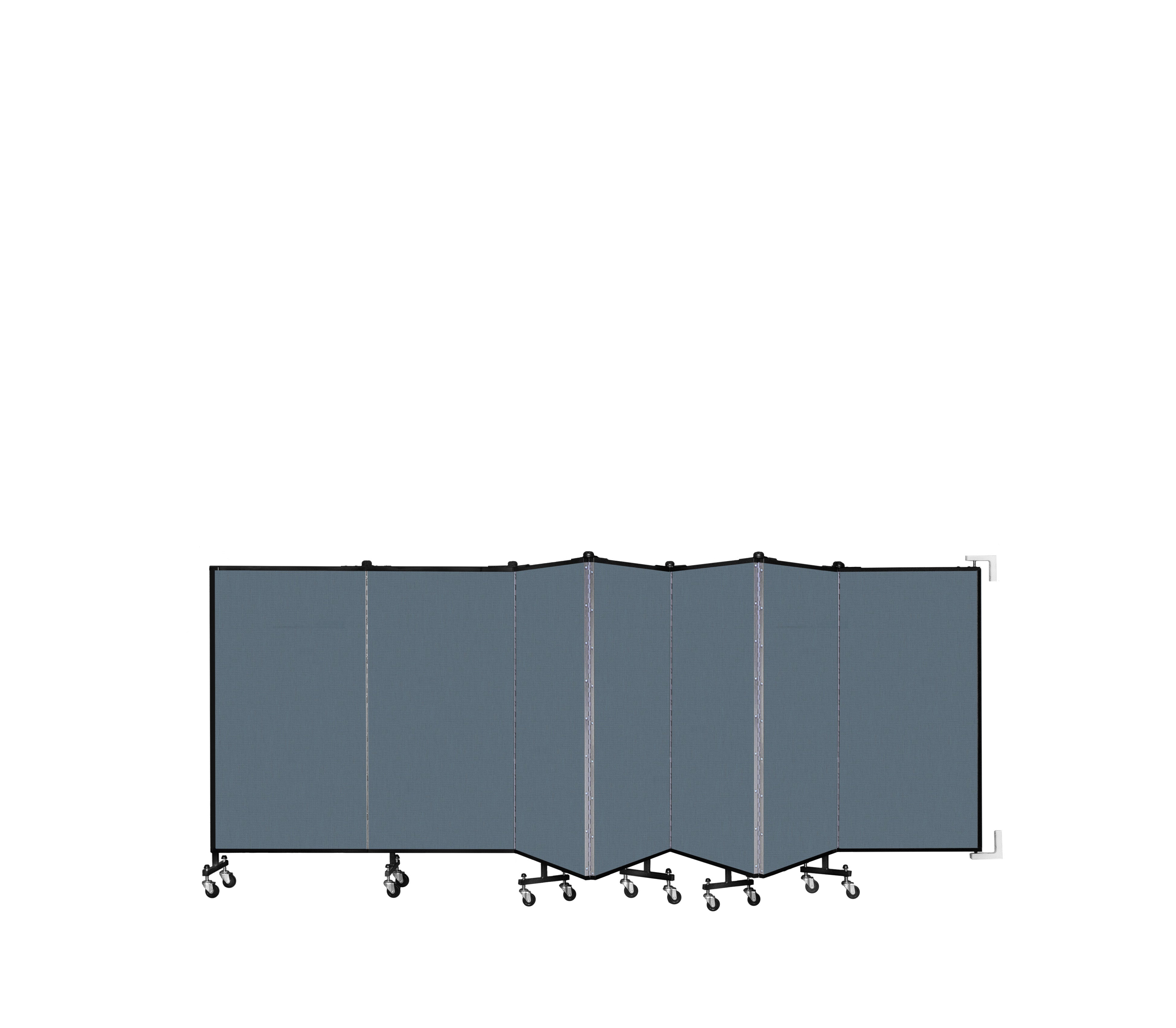 Wallmount Room Divider - 4'H x 12' 10"L - 7 Panel, Lake, Fabric