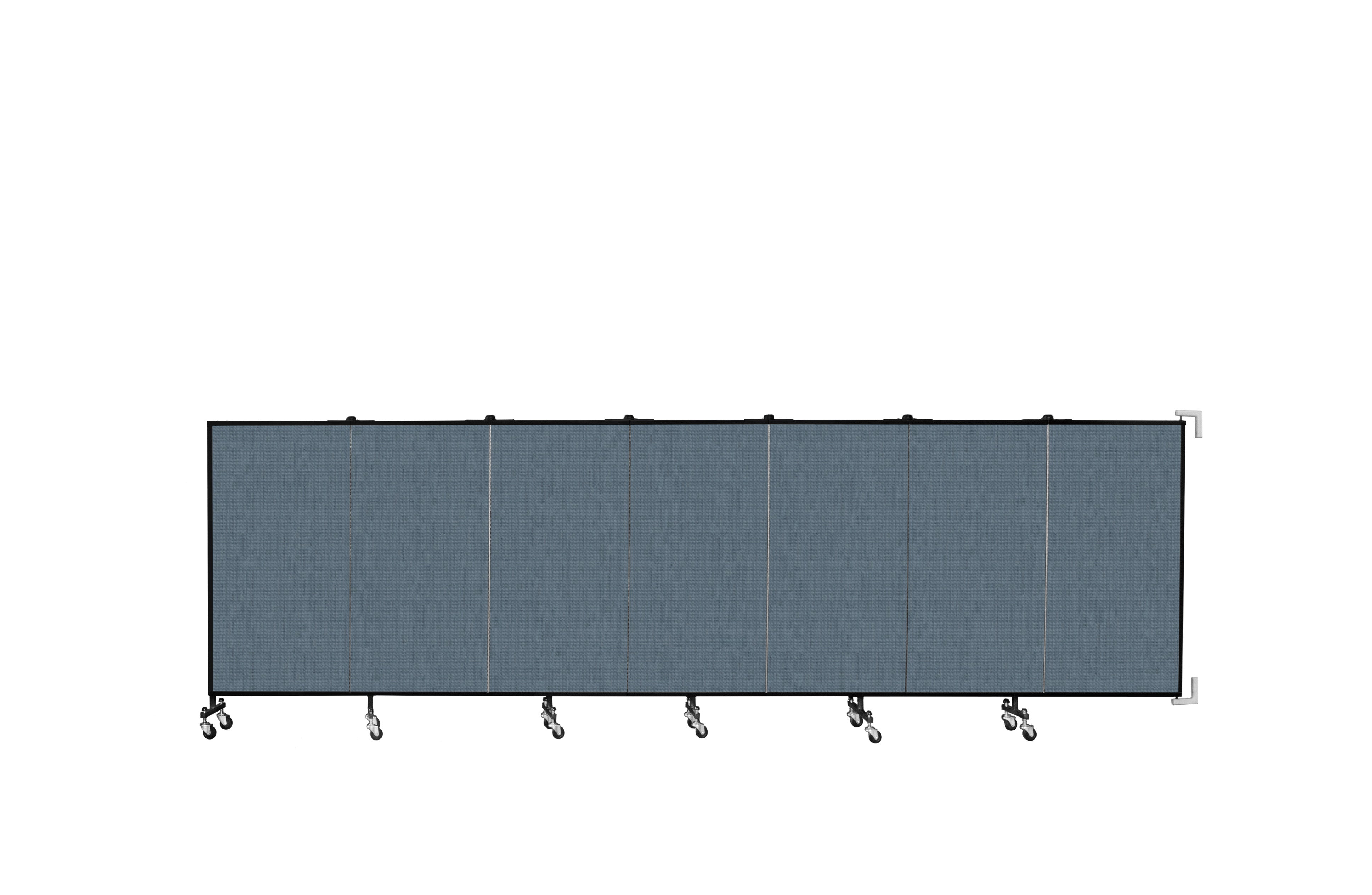 Wallmount Room Divider - 4'H x 12' 10"L - 7 Panel, Lake, Fabric
