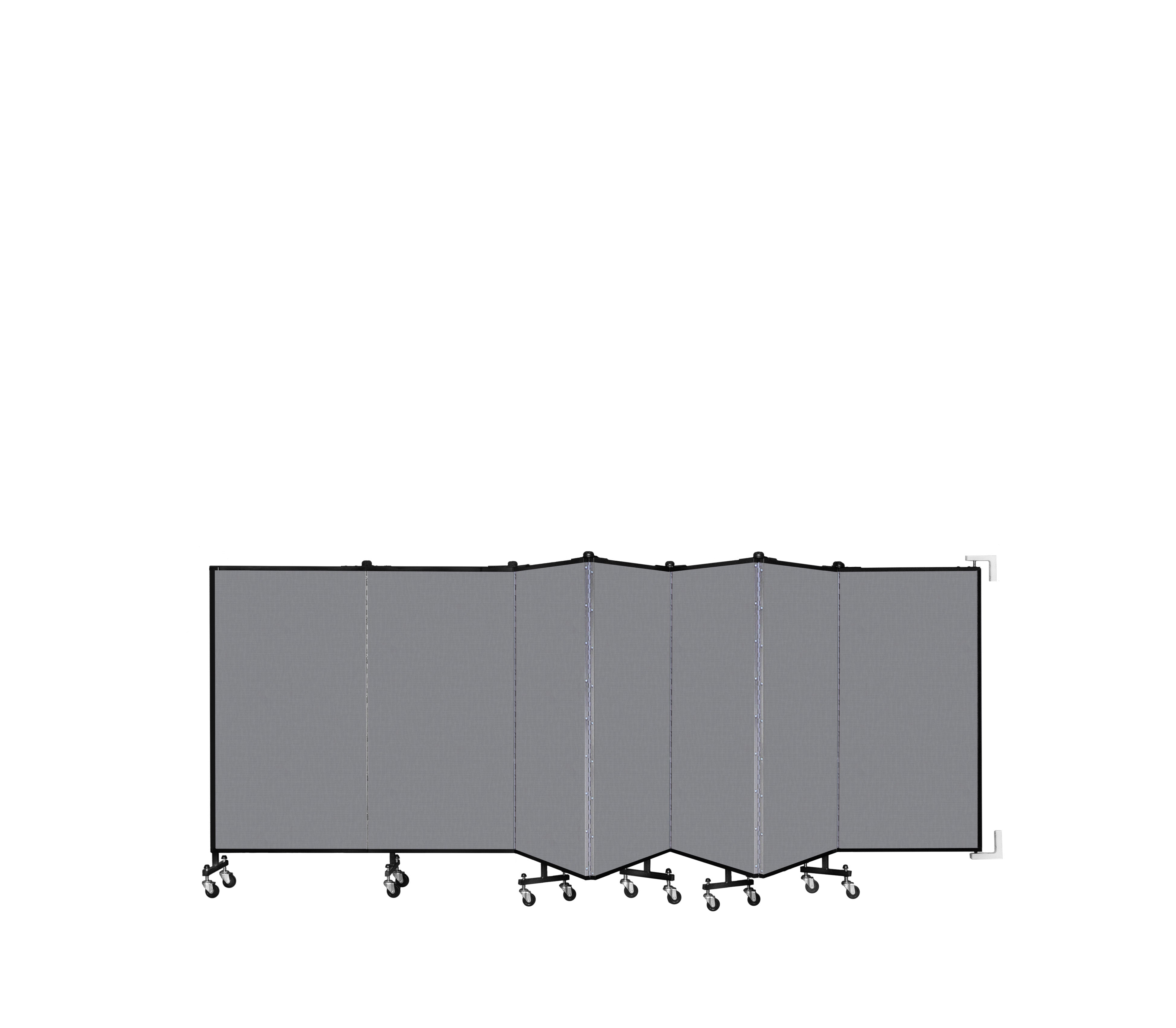 Wallmount Room Divider - 4'H x 12' 10"L - 7 Panel, Stone, Fabric