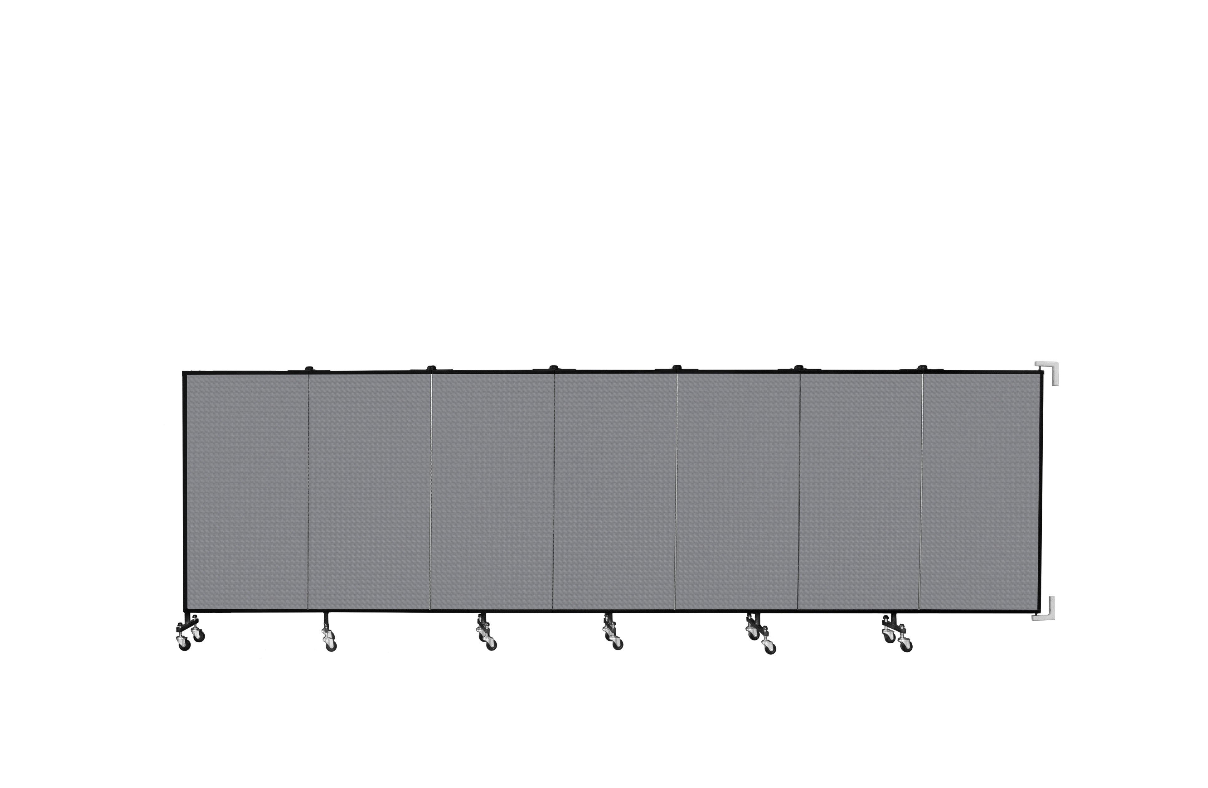 Wallmount Room Divider - 4'H x 12' 10"L - 7 Panel, Stone, Fabric