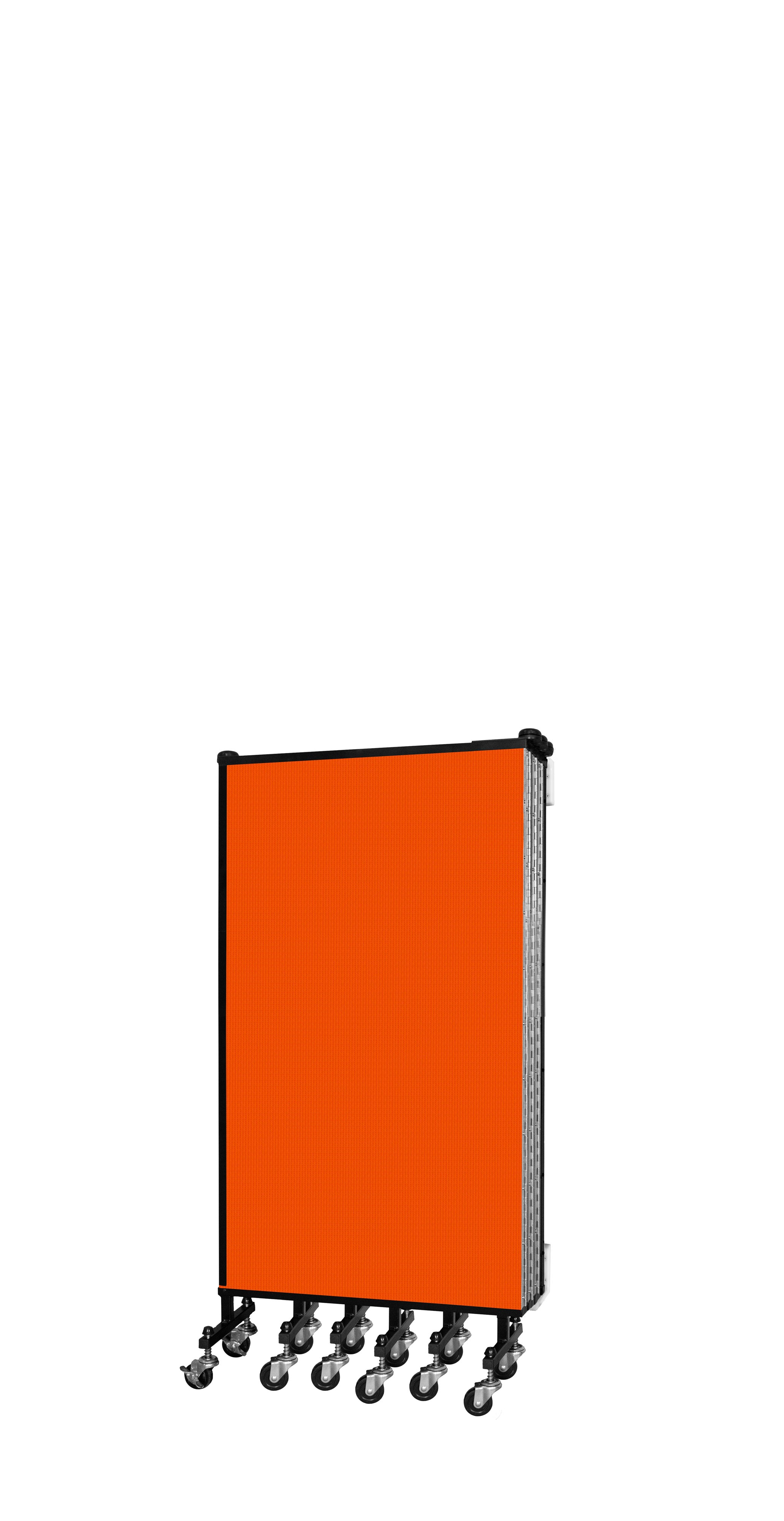 Wallmount Room Divider - 4'H x 12' 10"L - 7 Panel, Orange, Fabric