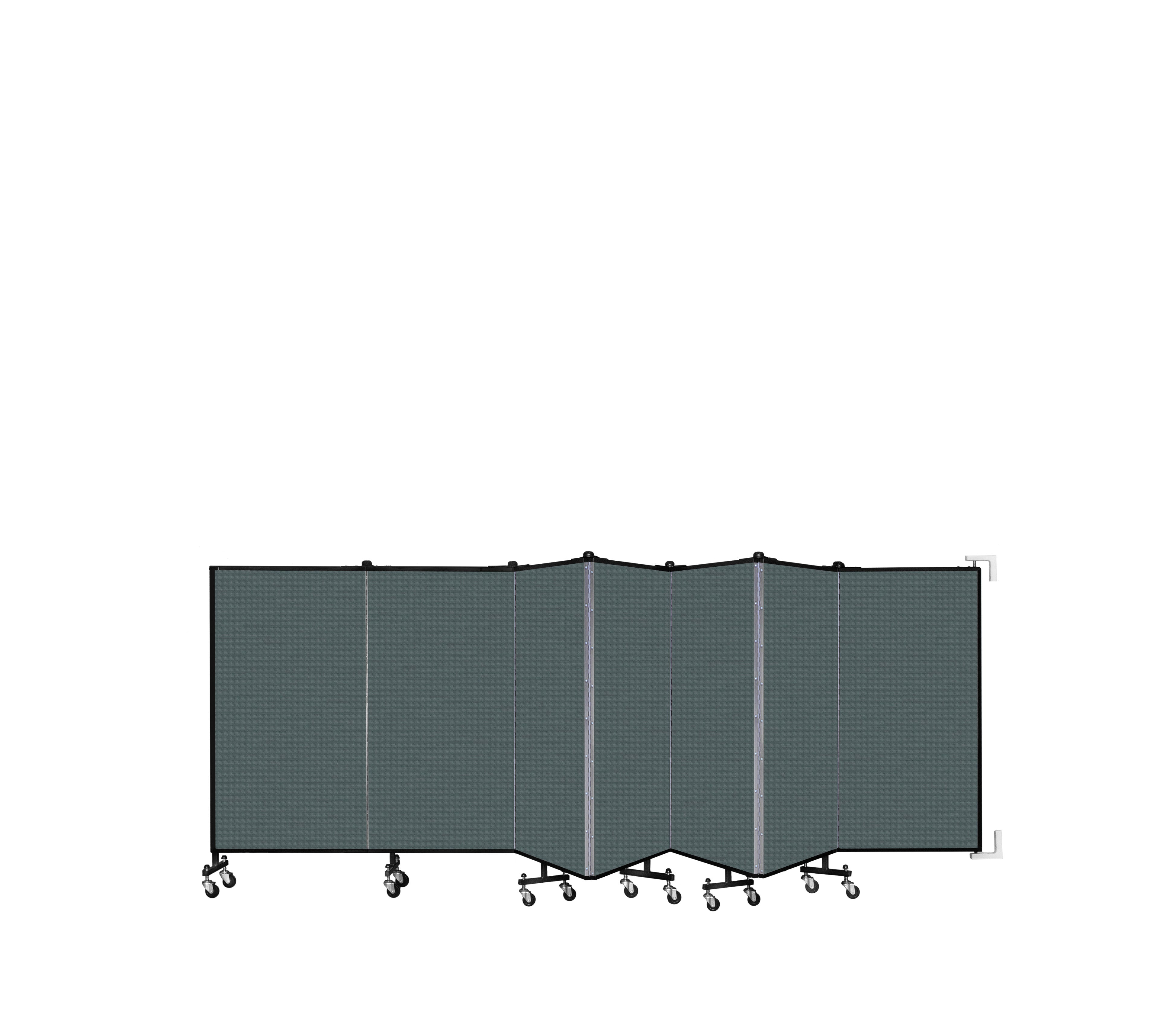 Wallmount Room Divider - 4'H x 12' 10"L - 7 Panel, Mallard, Fabric