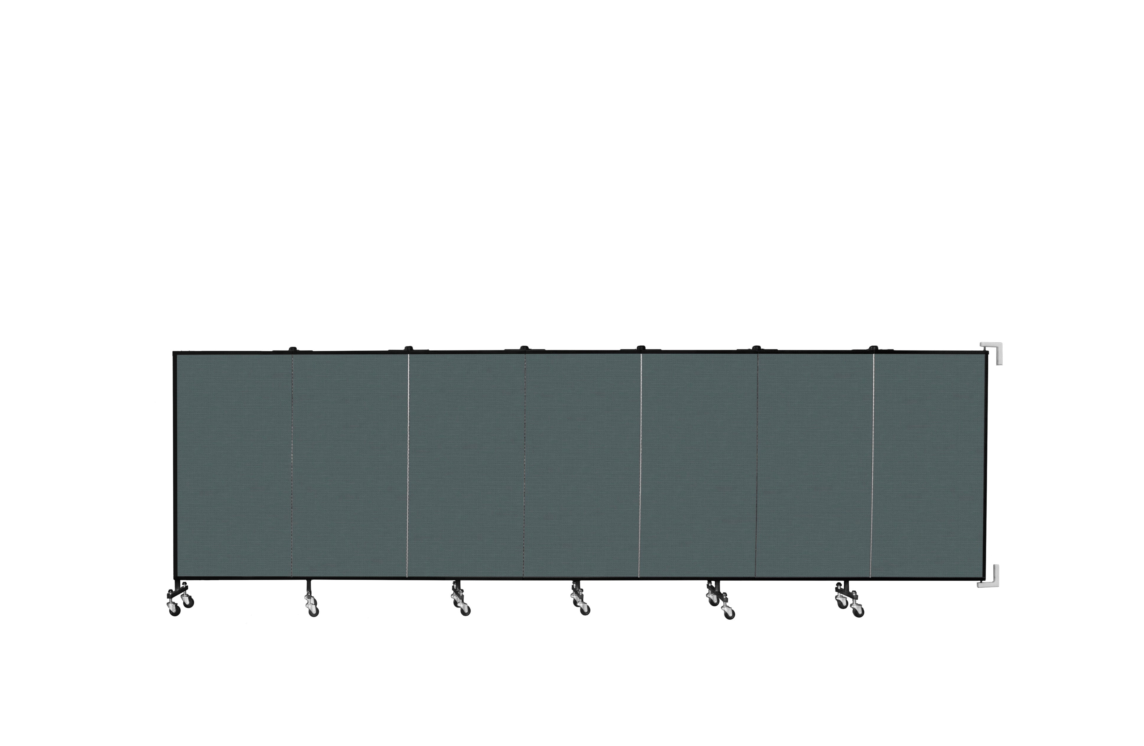 Wallmount Room Divider - 4'H x 12' 10"L - 7 Panel, Mallard, Fabric