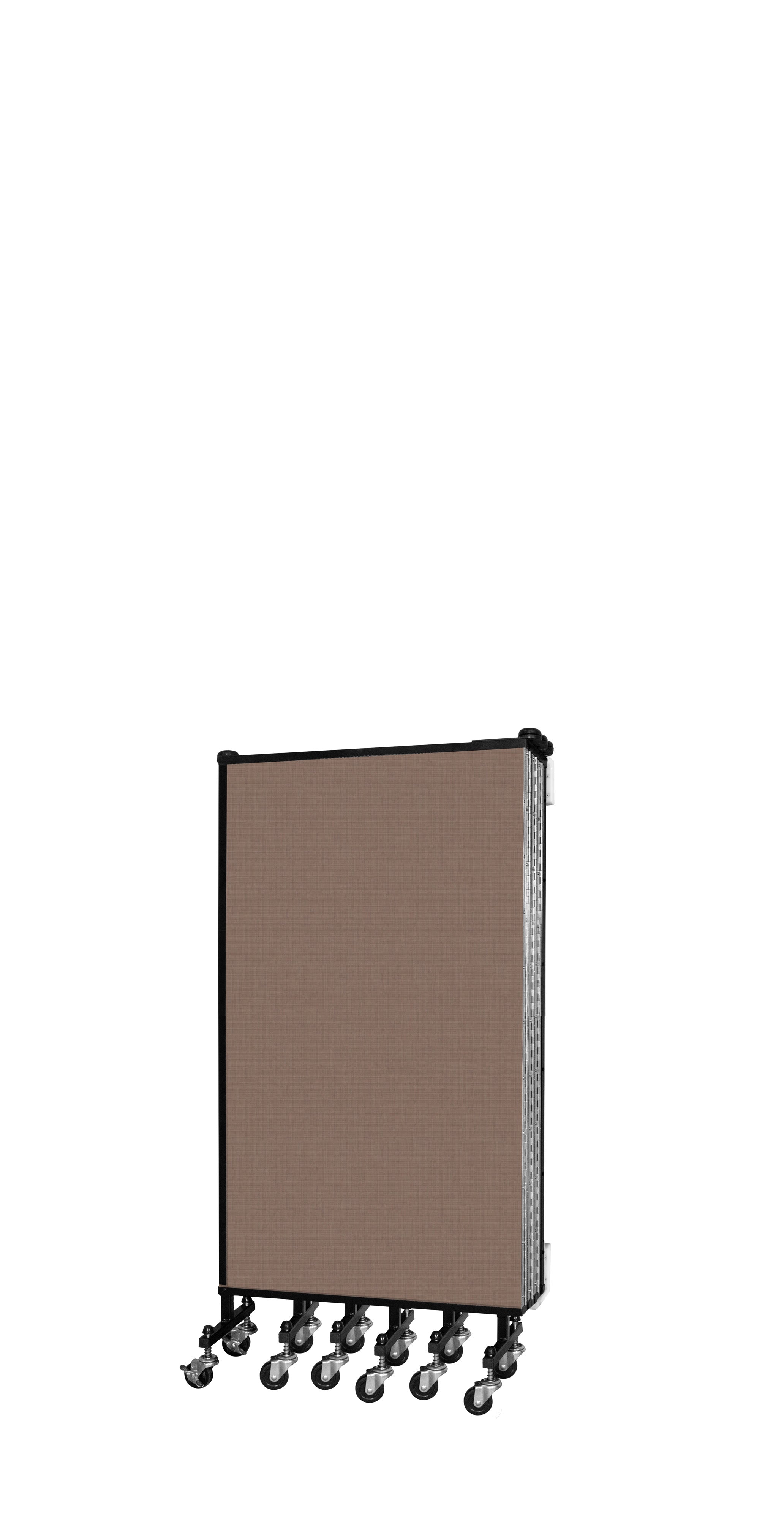 Wallmount Room Divider - 4'H x 12' 10"L - 7 Panel, Walnut, Fabric