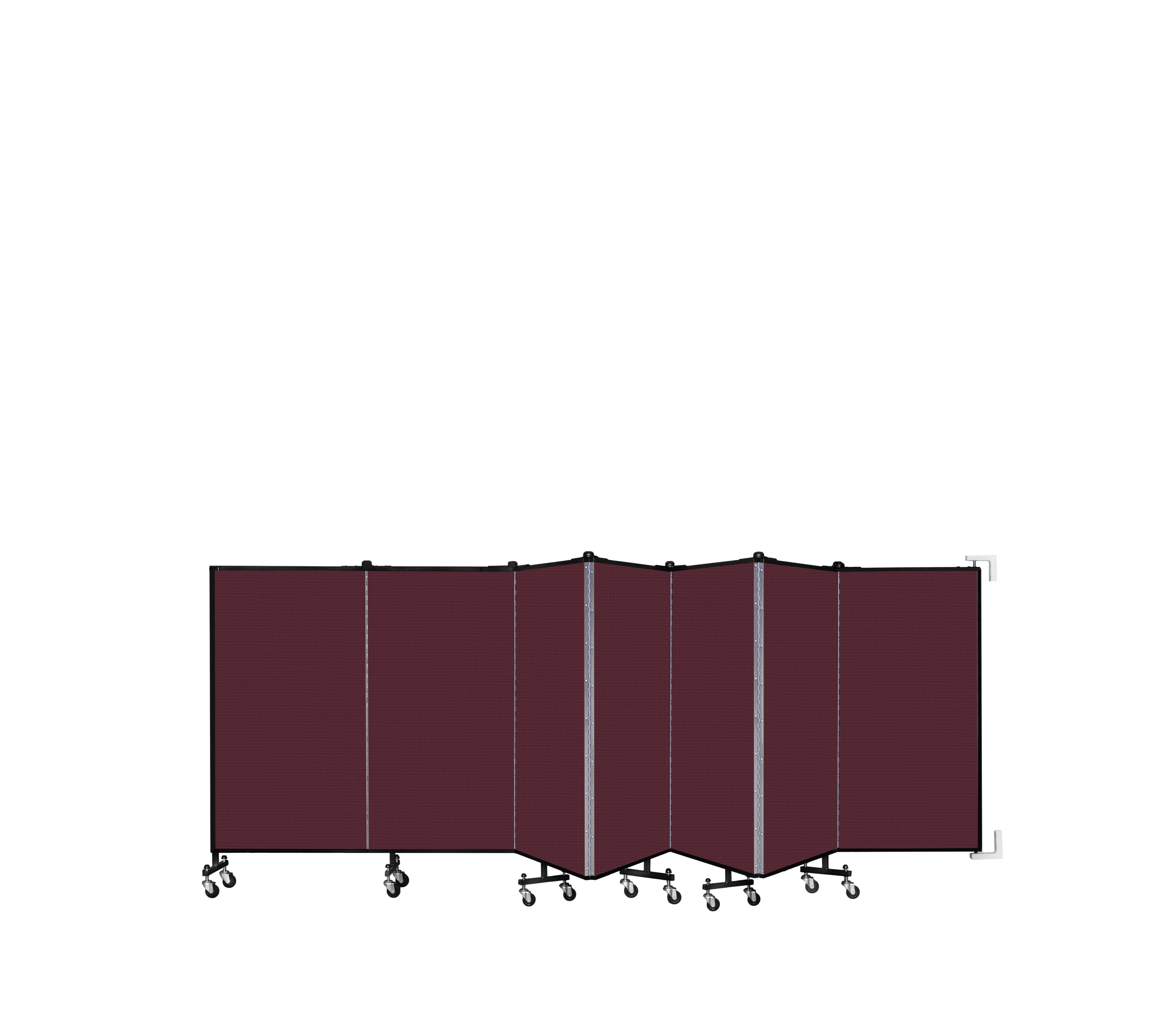 Wallmount Room Divider - 4'H x 12' 10"L - 7 Panel, Purple, Fabric