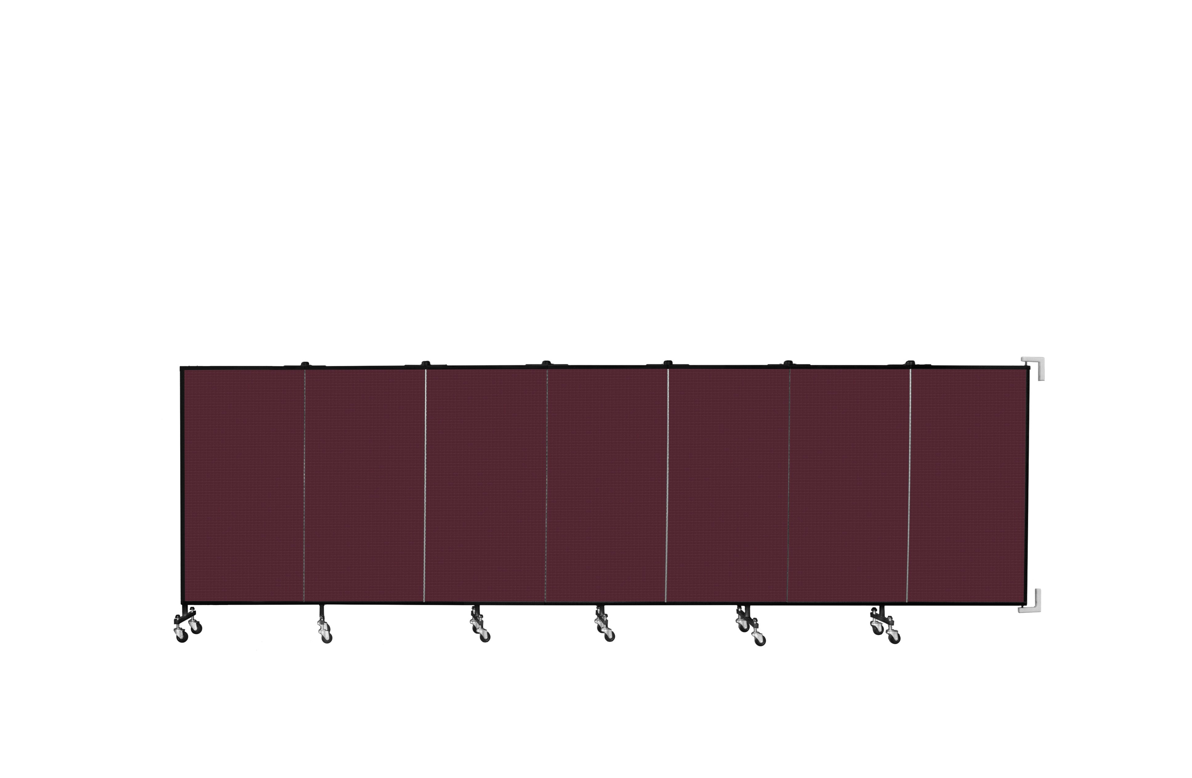 Wallmount Room Divider - 4'H x 12' 10"L - 7 Panel, Purple, Fabric