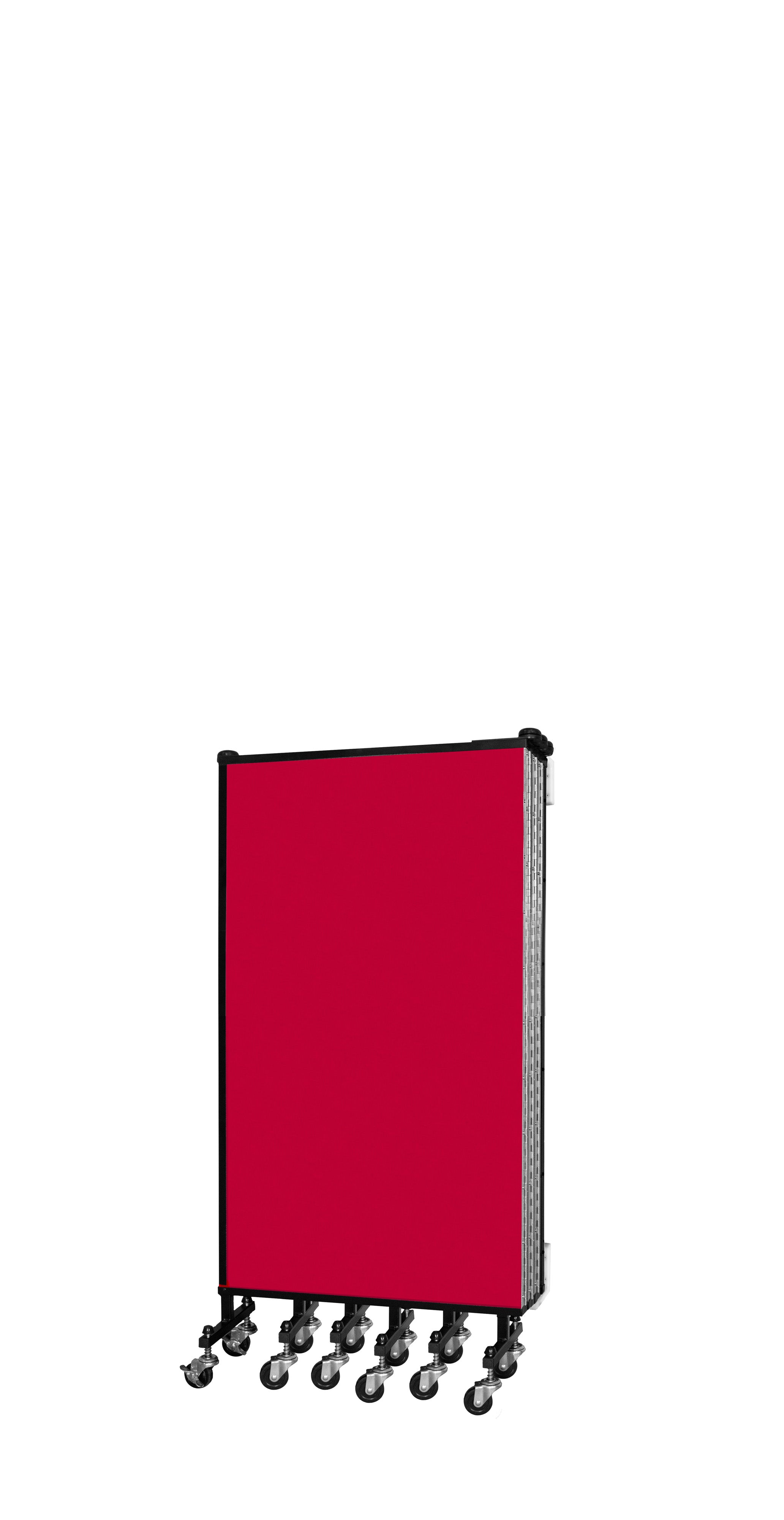 Wallmount Room Divider - 4'H x 12' 10"L - 7 Panel, Primary Red, Fabric