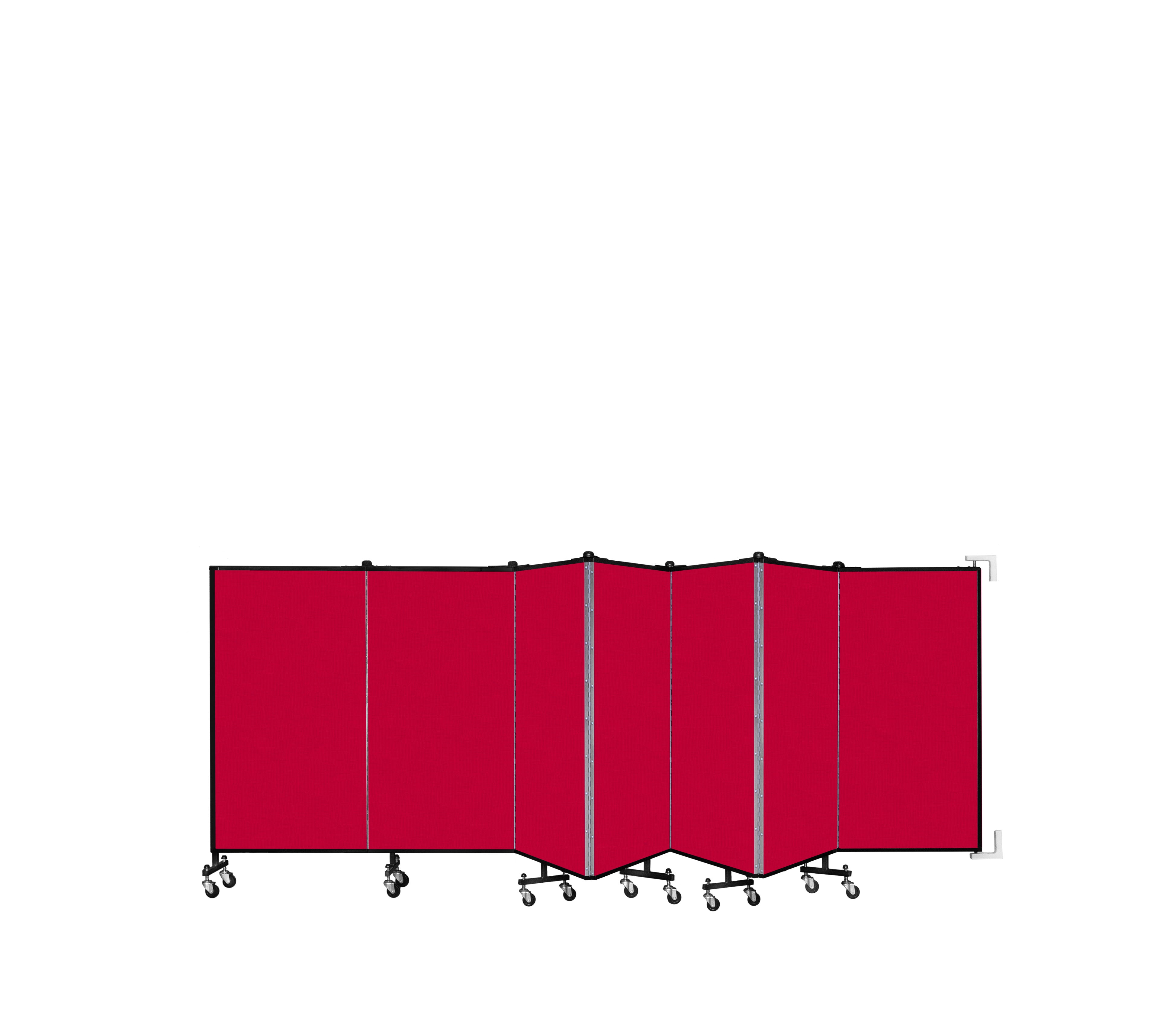 Wallmount Room Divider - 4'H x 12' 10"L - 7 Panel, Primary Red, Fabric
