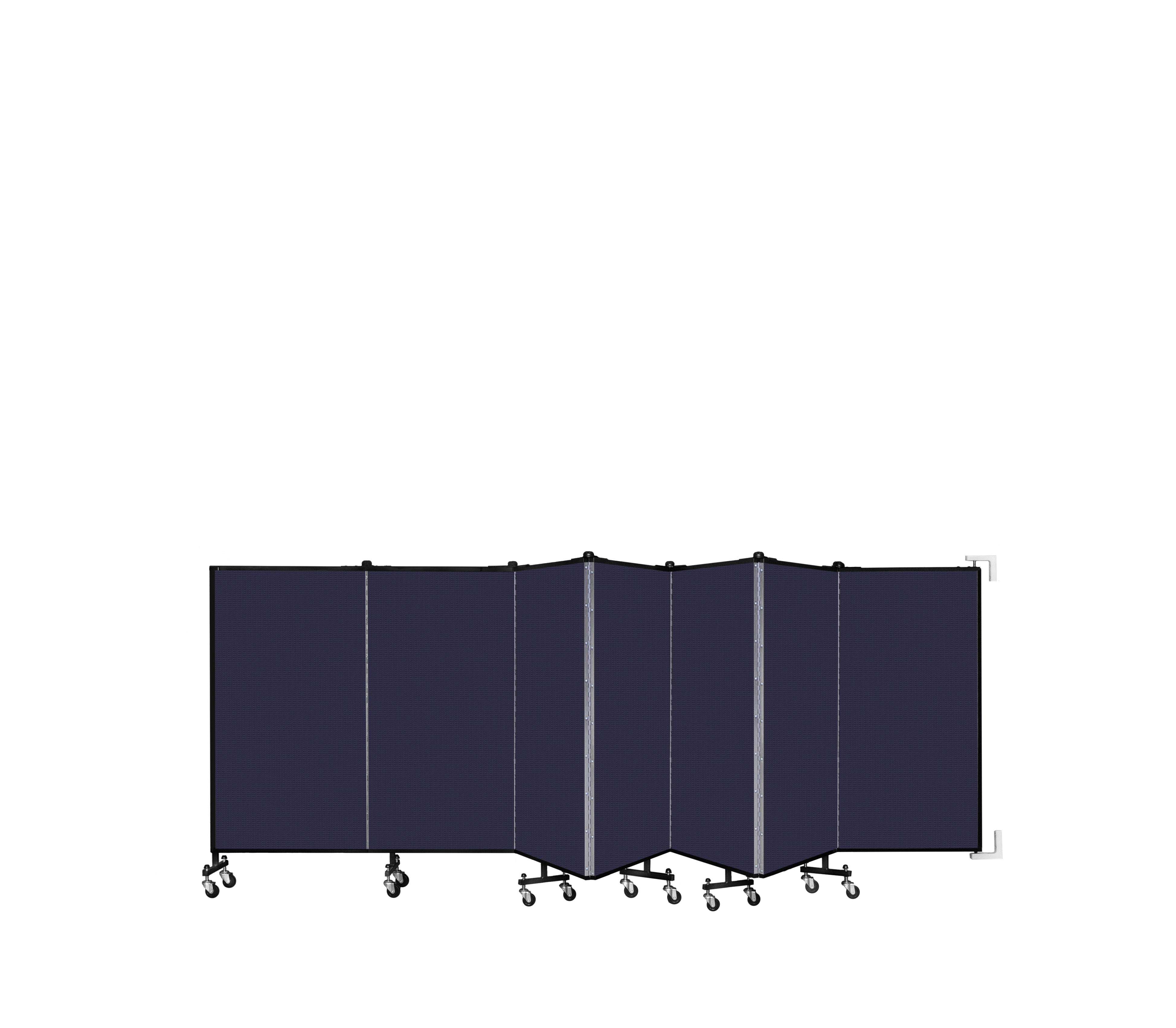 Wallmount Room Divider - 4'H x 12' 10"L - 7 Panel, Navy, Fabric