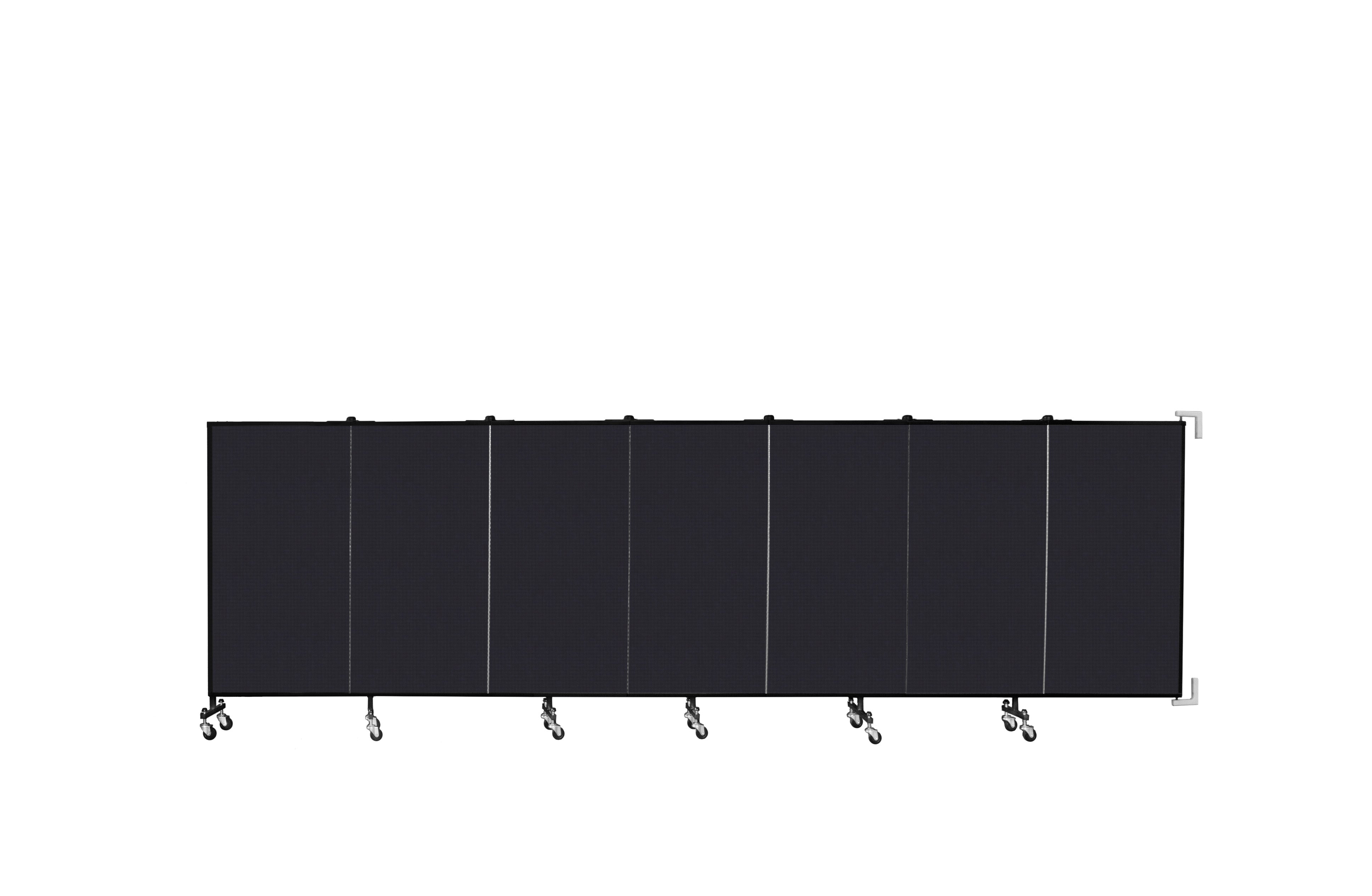 Wallmount Room Divider - 4'H x 12' 10"L - 7 Panel, Black, Fabric