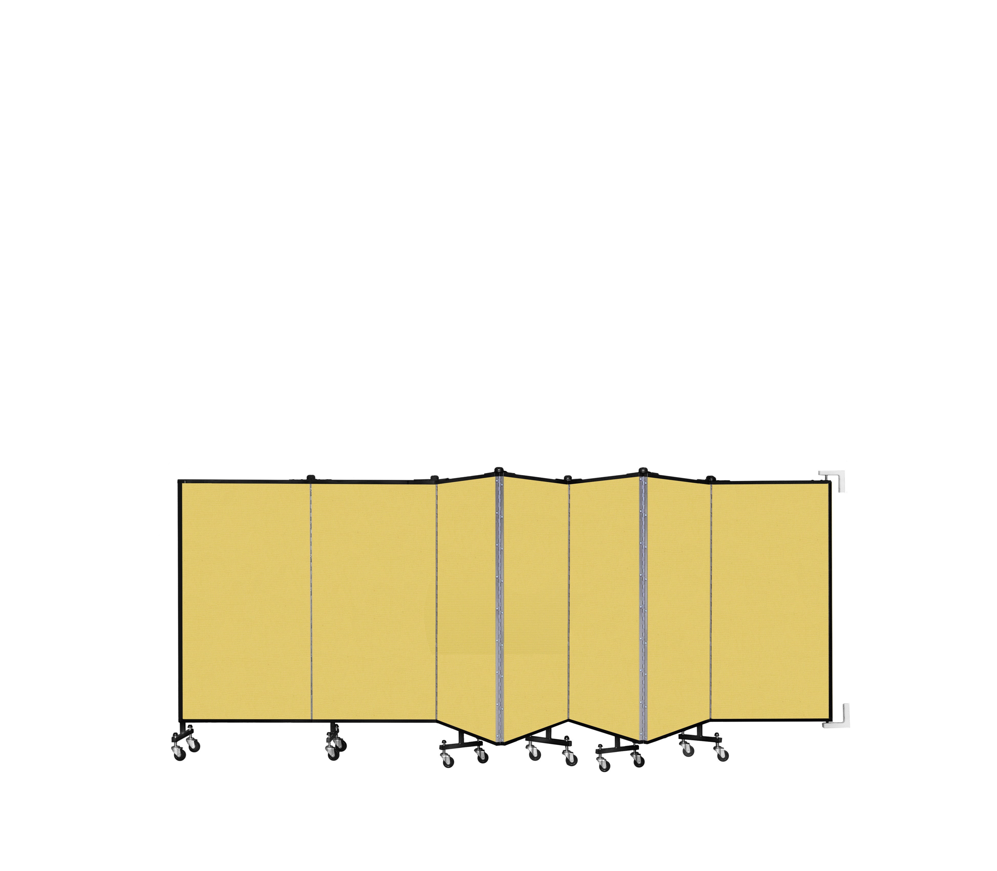 Wallmount Room Divider - 4'H x 12' 10"L - 7 Panel, Primary Yellow, Fabric