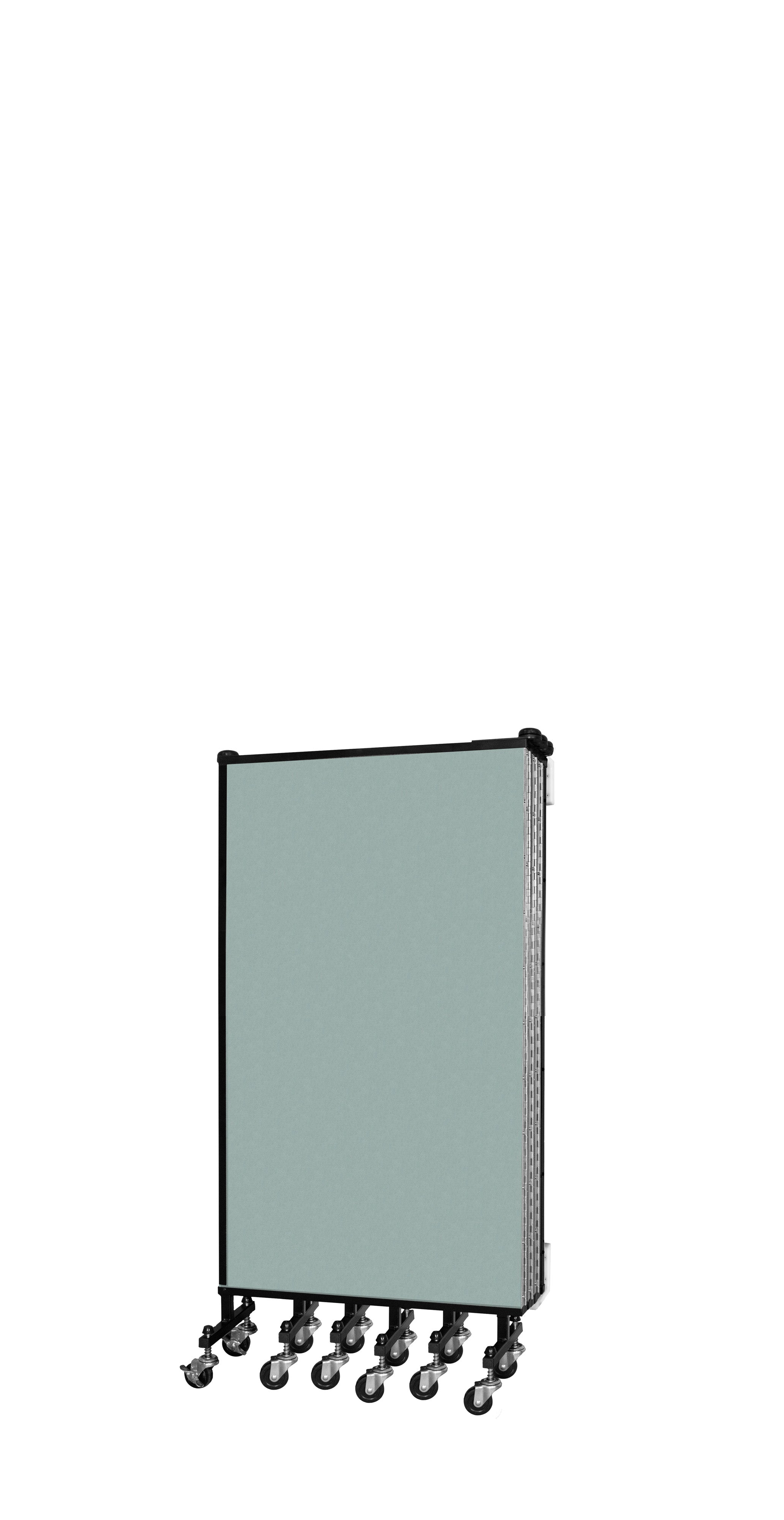 Wallmount Room Divider - 4'H x 12' 10"L - 7 Panel, Sea Green, Fabric