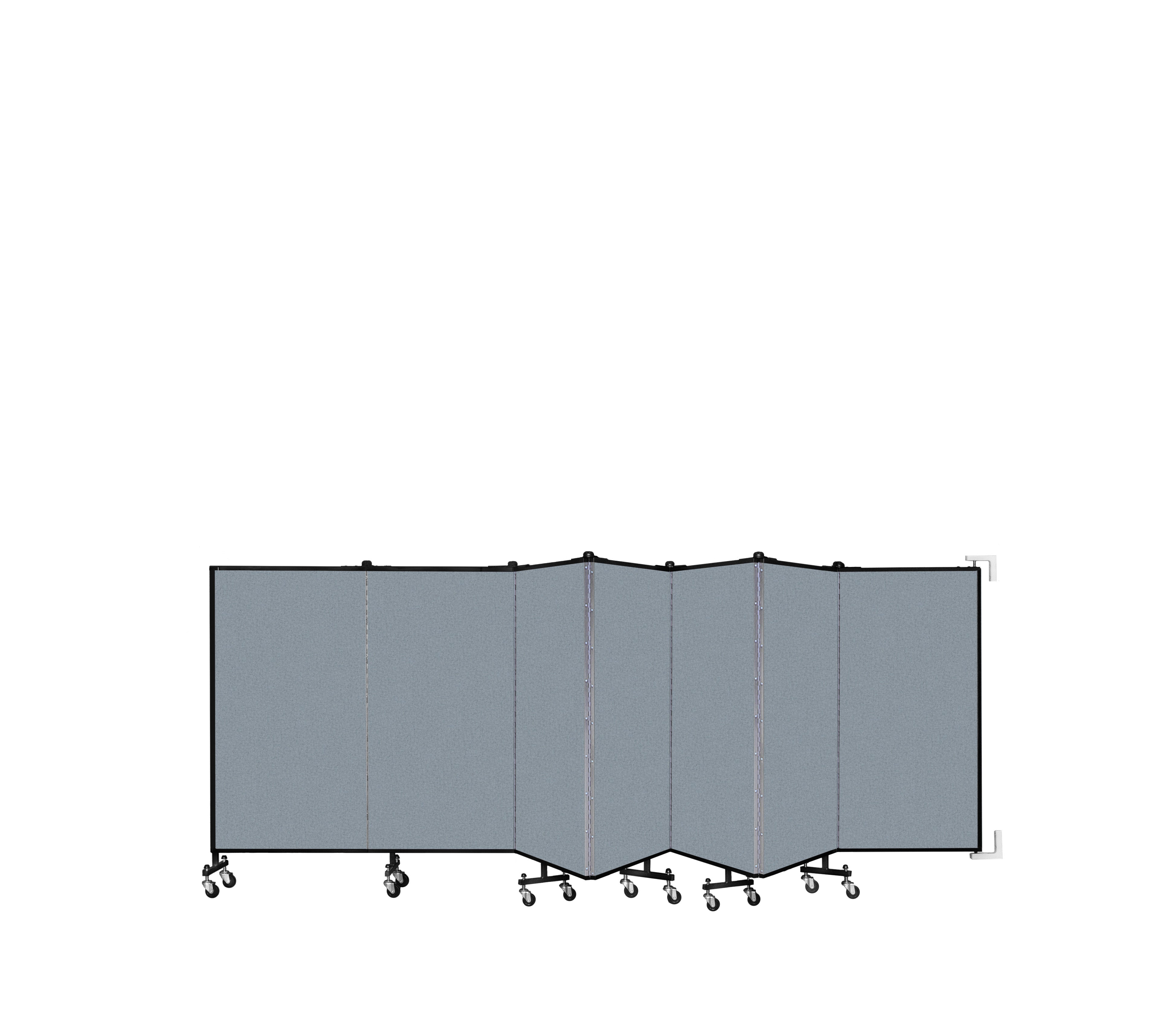 Wallmount Room Divider - 4'H x 12' 10"L - 7 Panel, Blue Tide, Vinyl