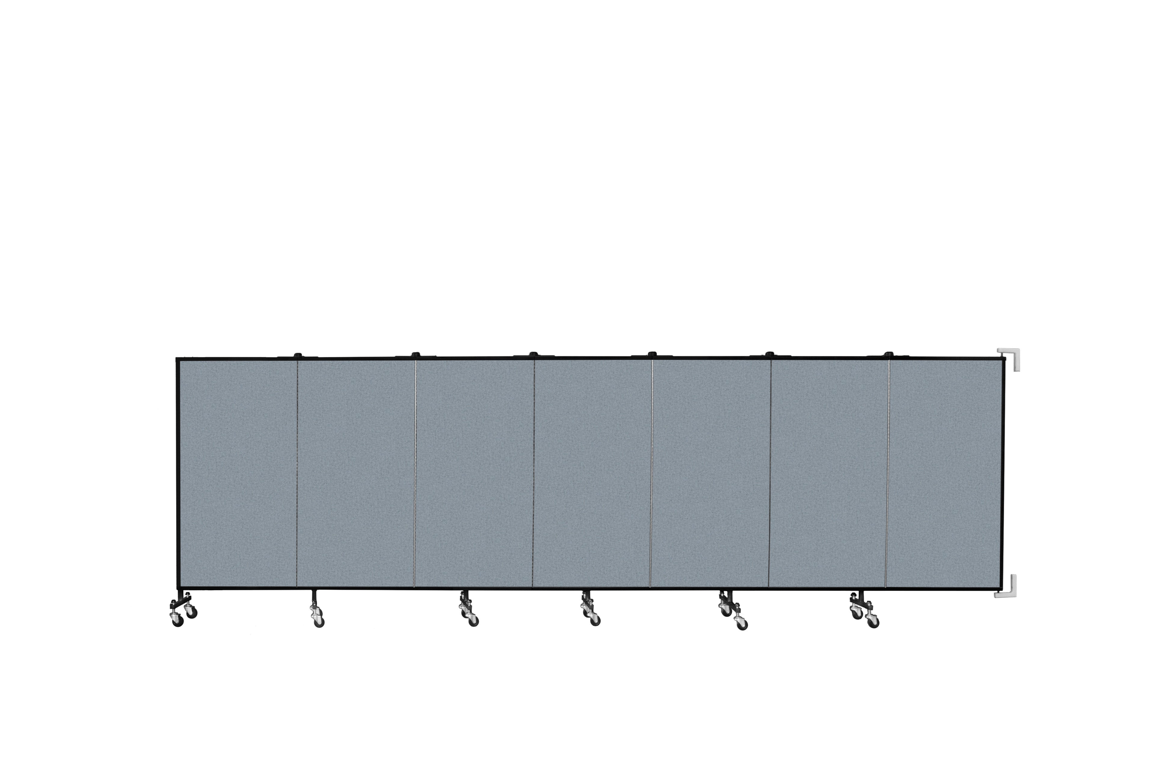 Wallmount Room Divider - 4'H x 12' 10"L - 7 Panel, Blue Tide, Vinyl