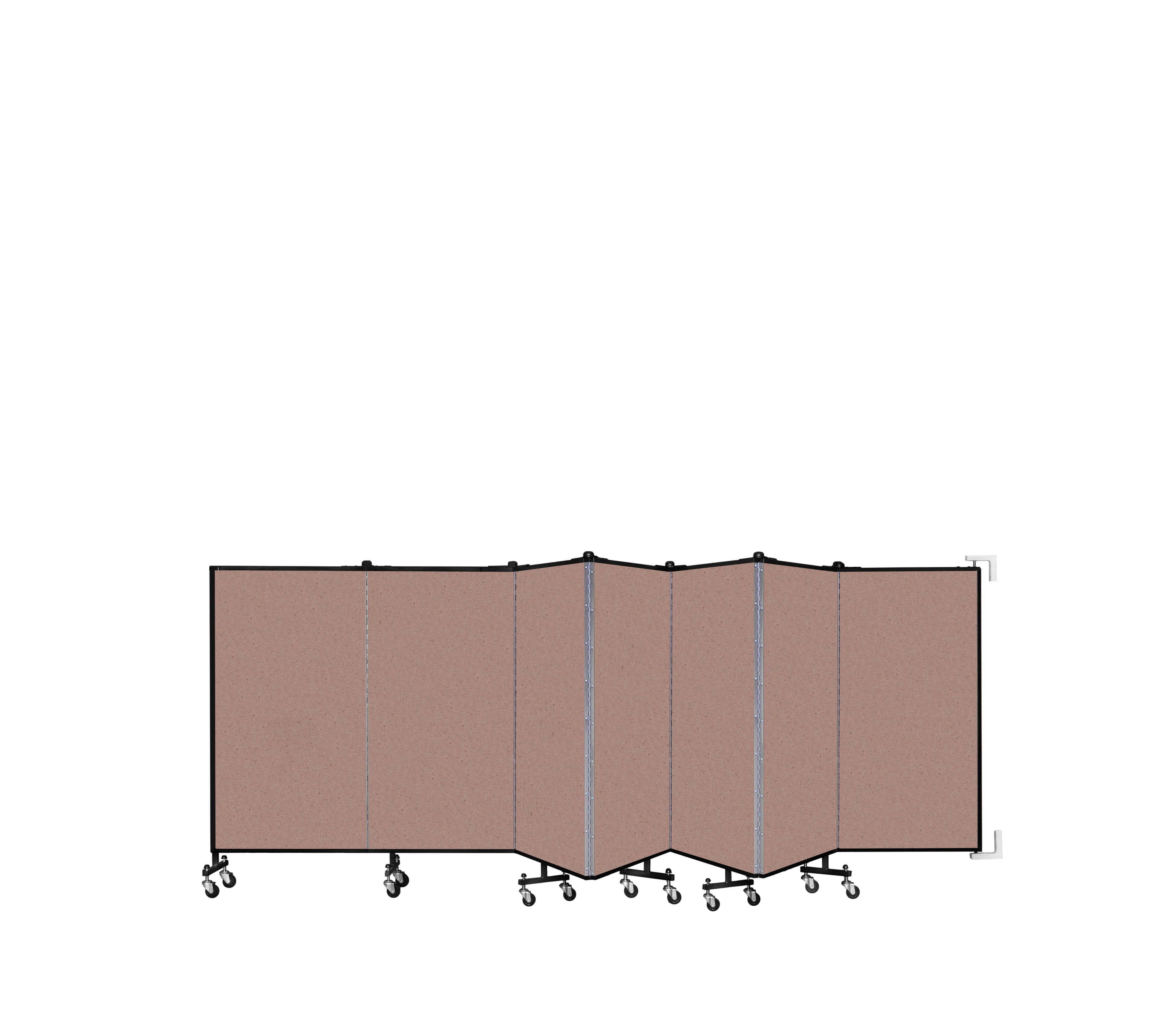 Wallmount Room Divider - 4'H x 12' 10"L - 7 Panel, Rasberry, Vinyl