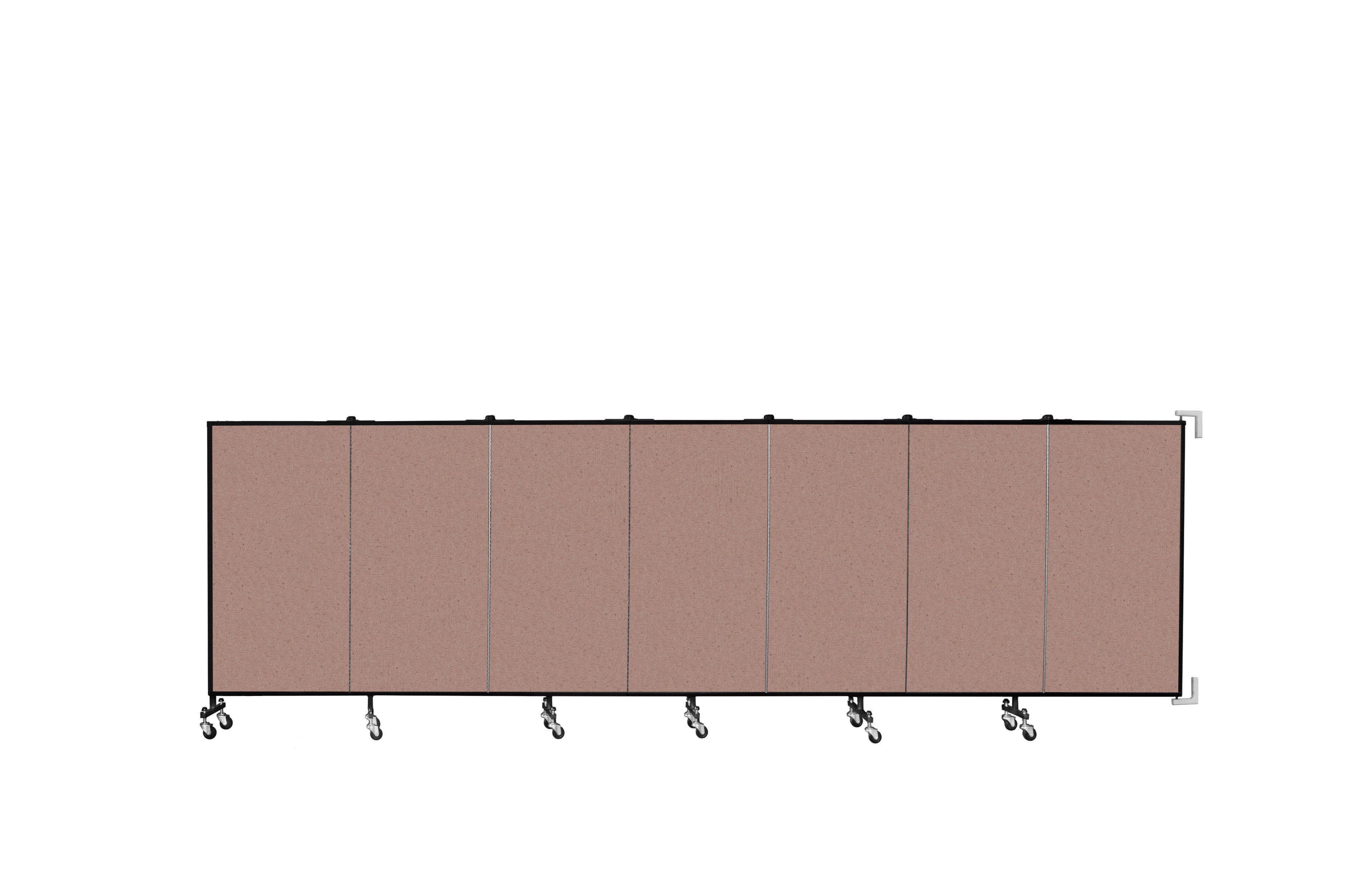 Wallmount Room Divider - 4'H x 12' 10"L - 7 Panel, Rasberry, Vinyl