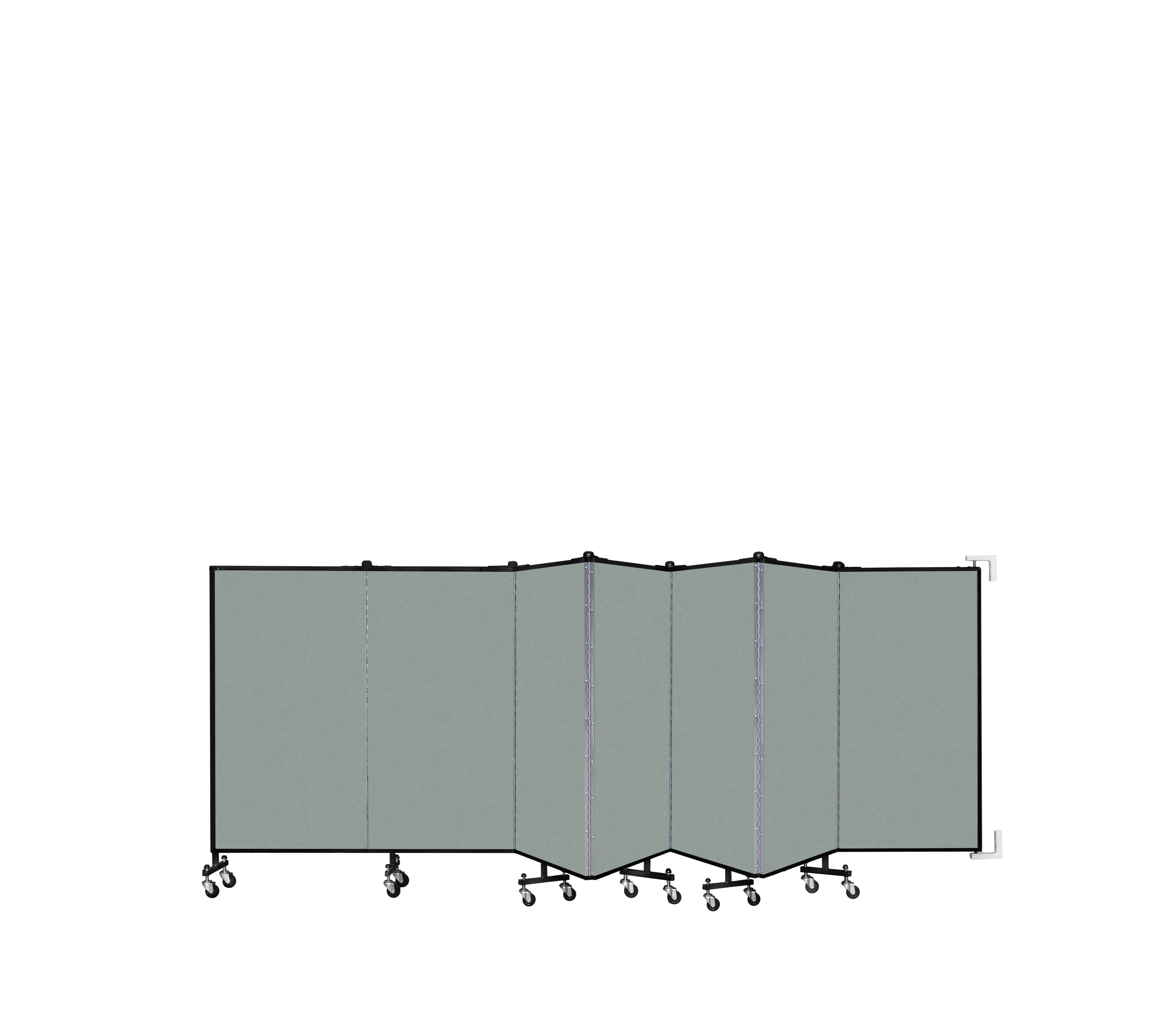 Wallmount Room Divider - 4'H x 12' 10"L - 7 Panel, Mint, Vinyl