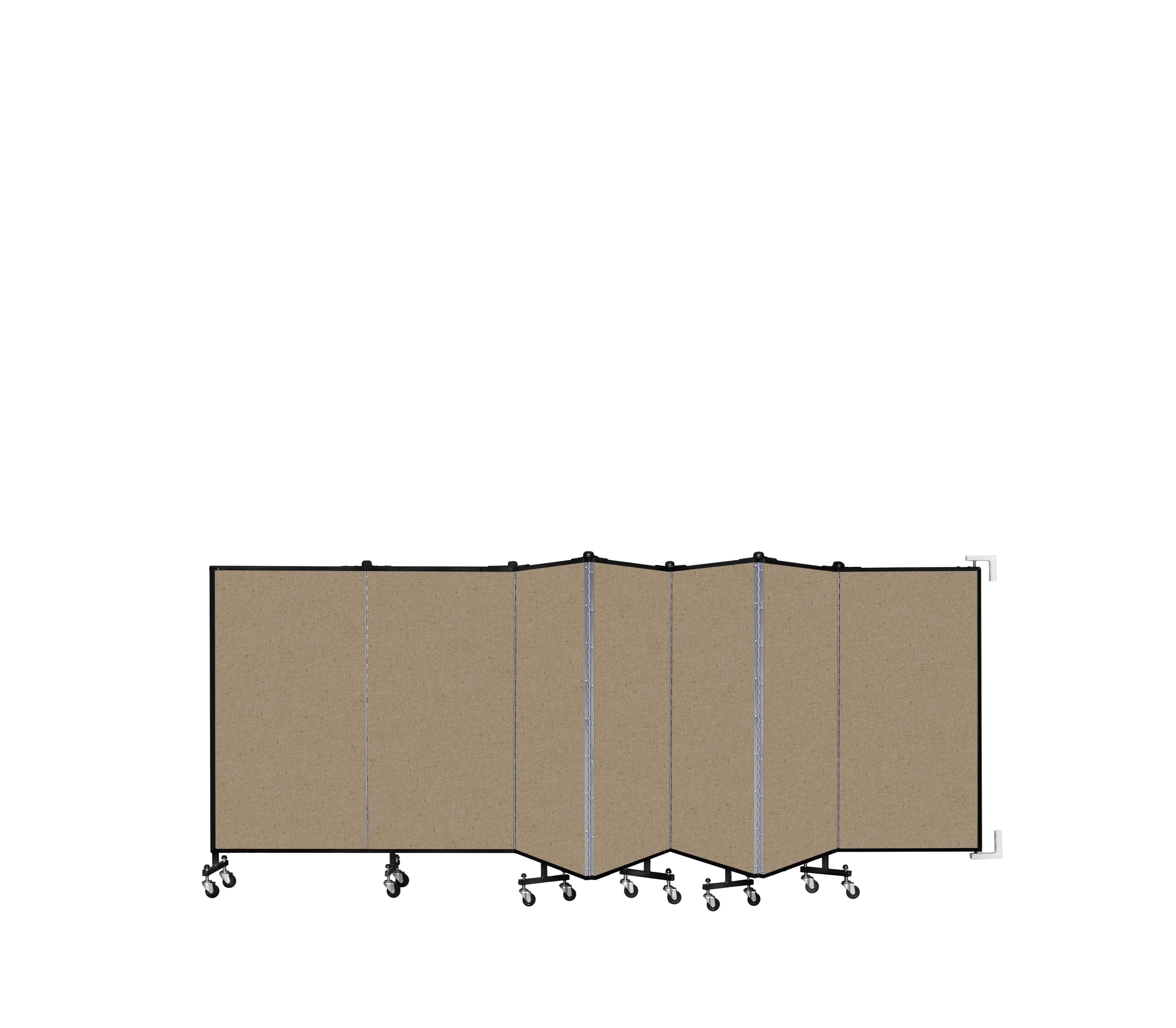 Wallmount Room Divider - 4'H x 12' 10"L - 7 Panel, Sandalwood, Vinyl